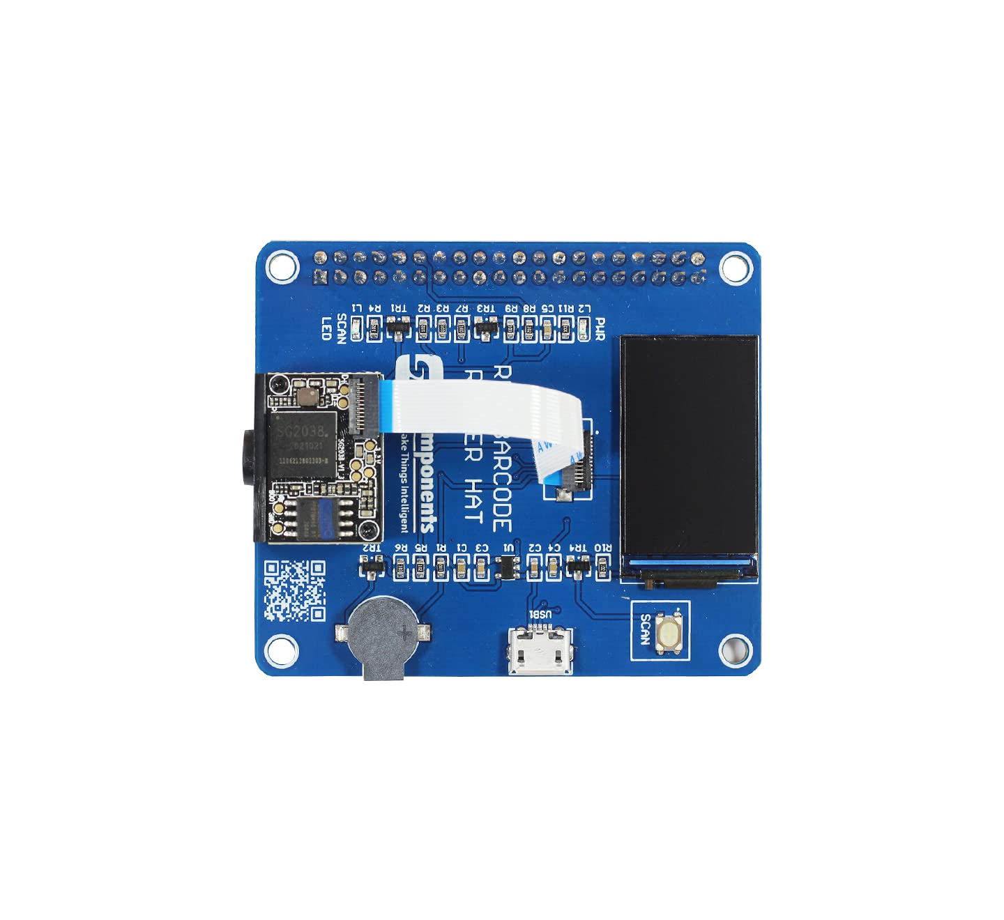 sb componentsBarcode HAT for Raspberry Pi 1D/2D Codes Reader Barcode Module Barcode Scanner HAT for Raspberry Pi 4B/3B+/3B/2B/B+/A and Zero