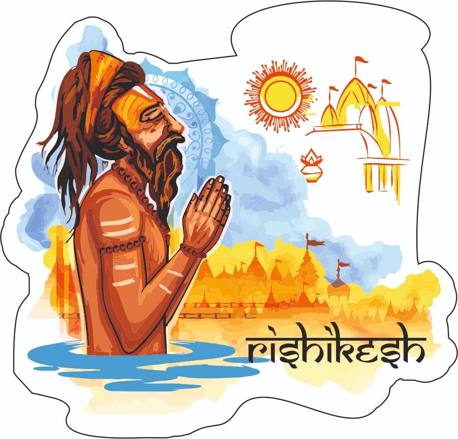 Skywalk India Souvenir Wooden MDF Rishikesh Fridge Magnet (Multicolour) PBS-M-652