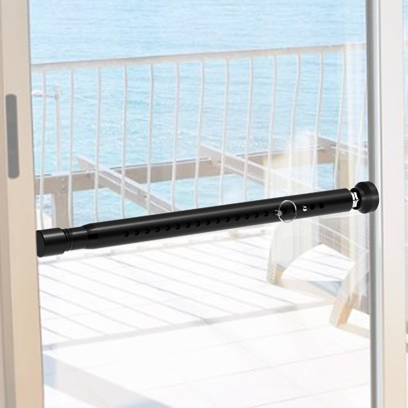 BsBsBest Window Security Bars Inside Adjustable 18 to 51 Inch Sliding Door Security Bar Interior Black 1 Pack Window Locks Security up and Down Window Bars Security Extendable