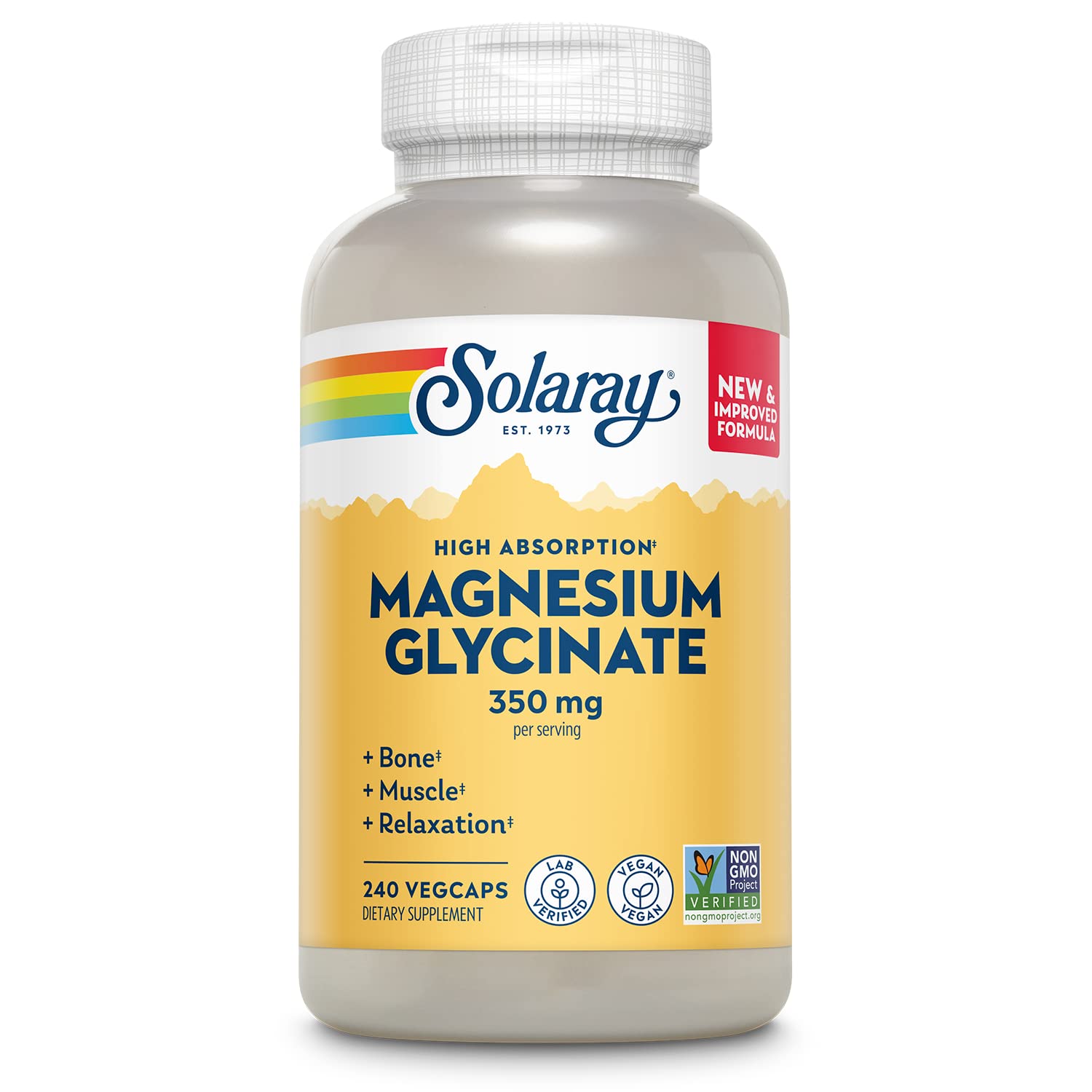 SOLARAY, Higher Absorption Magnesium Glycinate, 350 mg, 240 VegCaps