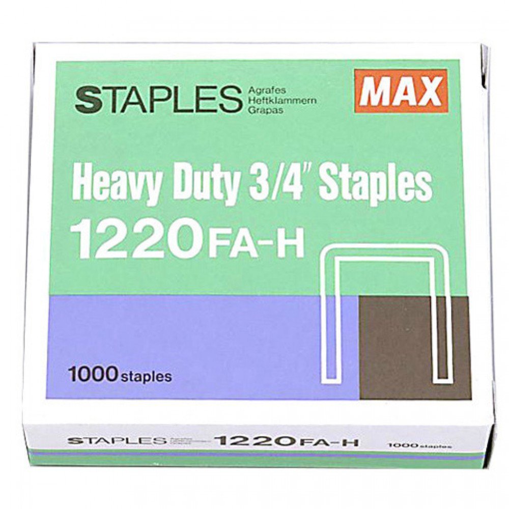 Max Heavy Duty Staples 3/4 Inch 1220FA-H - Box of 1000 Staples