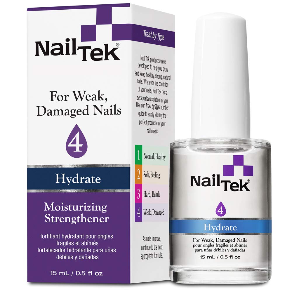 Nail TekHydrate 4, Moisturizing Strengthener for Weak and Damaged Nails, Condition, Repair, and Strengthen Nails, Daily Nail Treatment, 0.5 oz, 1-Pack