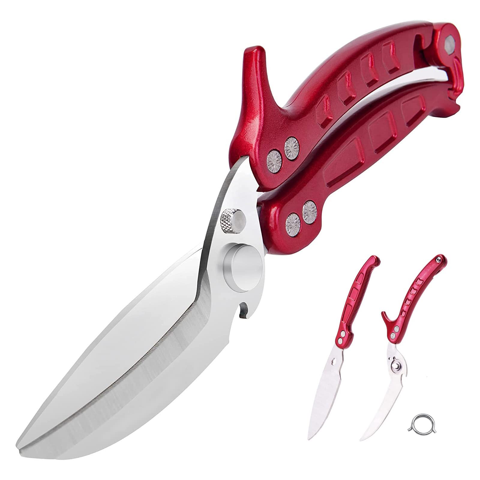 Kitchen Scissors Heavy Duty,Shears All Purpose Dishwasher Safe,Stainless Steel Multi-function poultry Shears ,Sharp Cooking Scissors for Chicken,Fish,Raptor,Meat,Turkey,Seafood,Crab,Bone (Burgundy)