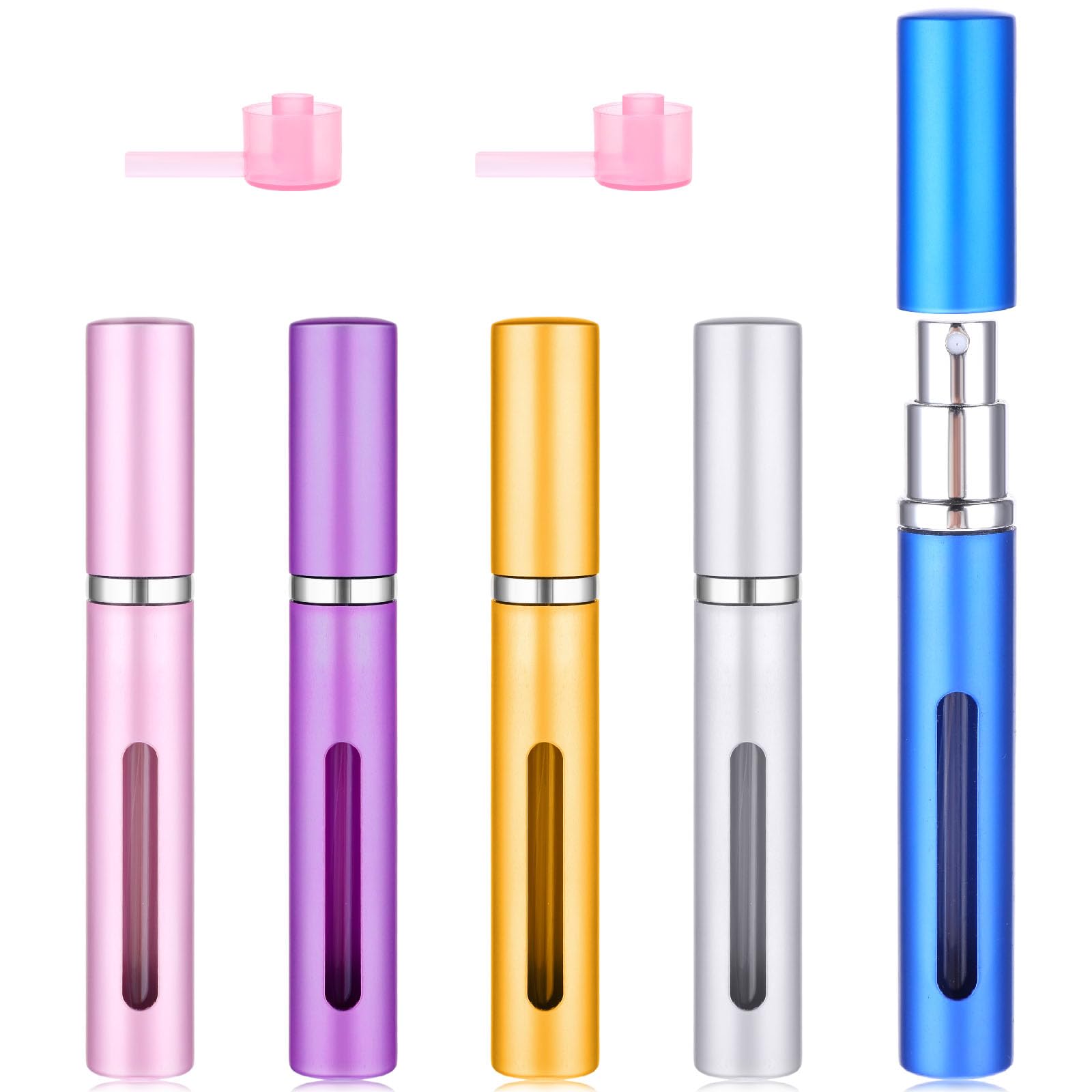 Amaxiu Portable Mini Refillable Perfume Atomizer Bottle, Travel Size Fine Mist Small Empty Scent Pump Case Fragrance Sample Container for Traveling and Outgoing Accessories (5Pcs, 5ml/0.17 oz)