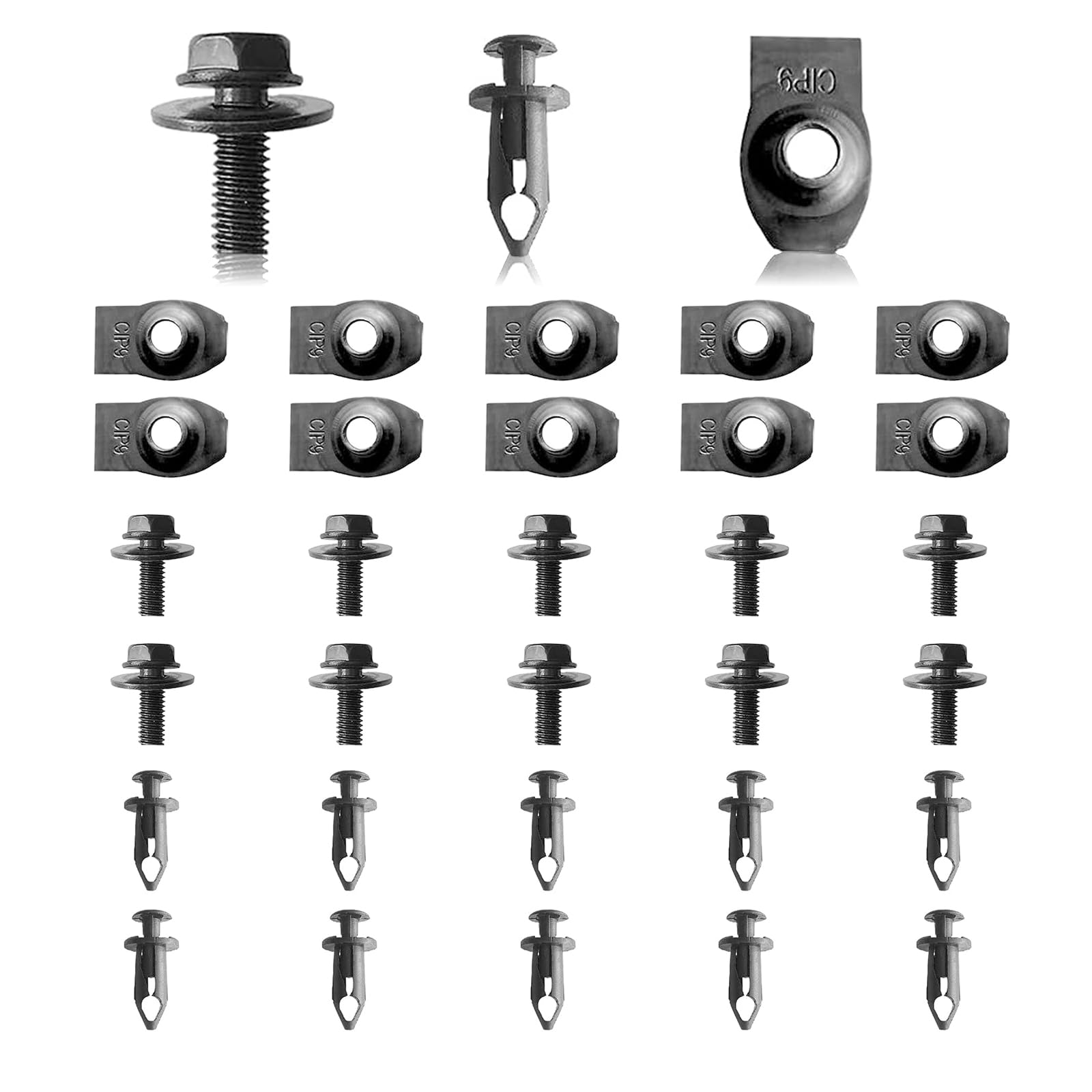 45PCS Universal Engine Under Cover Splash Shield Body Bolts Screws, Bumper Clips Extruded U-Nuts Kit Compatible With Nissan 350z 370z Infiniti G35 G37 EX35 FX35 FX45