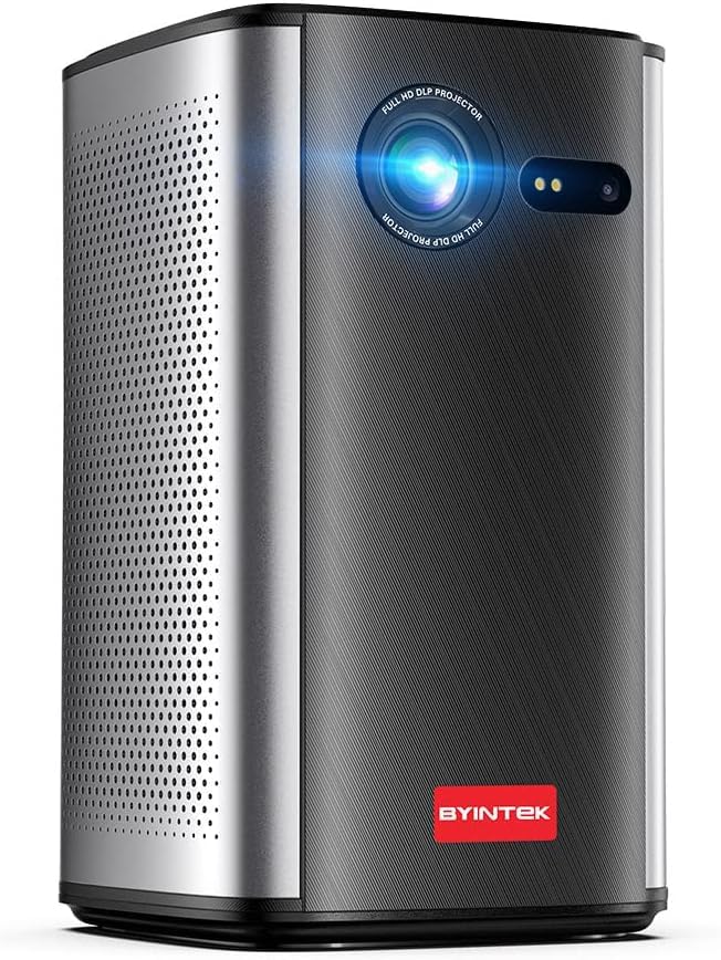 BYINTEK P70 Smart Wi-Fi Projector, 8000mAh Battery, Auto-focus, Android 9.0, Support 3D, Wi-Fi Display, Wired Sync Display, with Tripod and Storage Bag