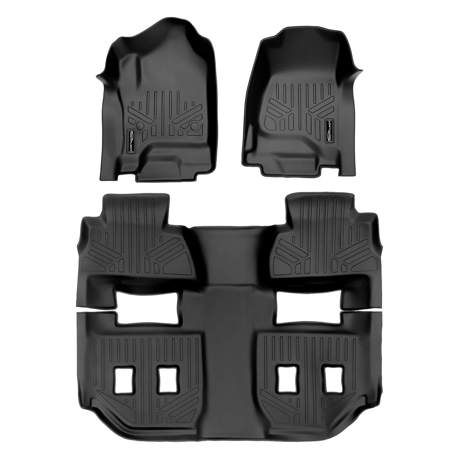 MAXLINER Floor Mats 3 Row Liner Set Black Compatible with 2015-2020 Chevrolet Suburban/GMC Yukon XL (with 2nd Row Bucket Seats)