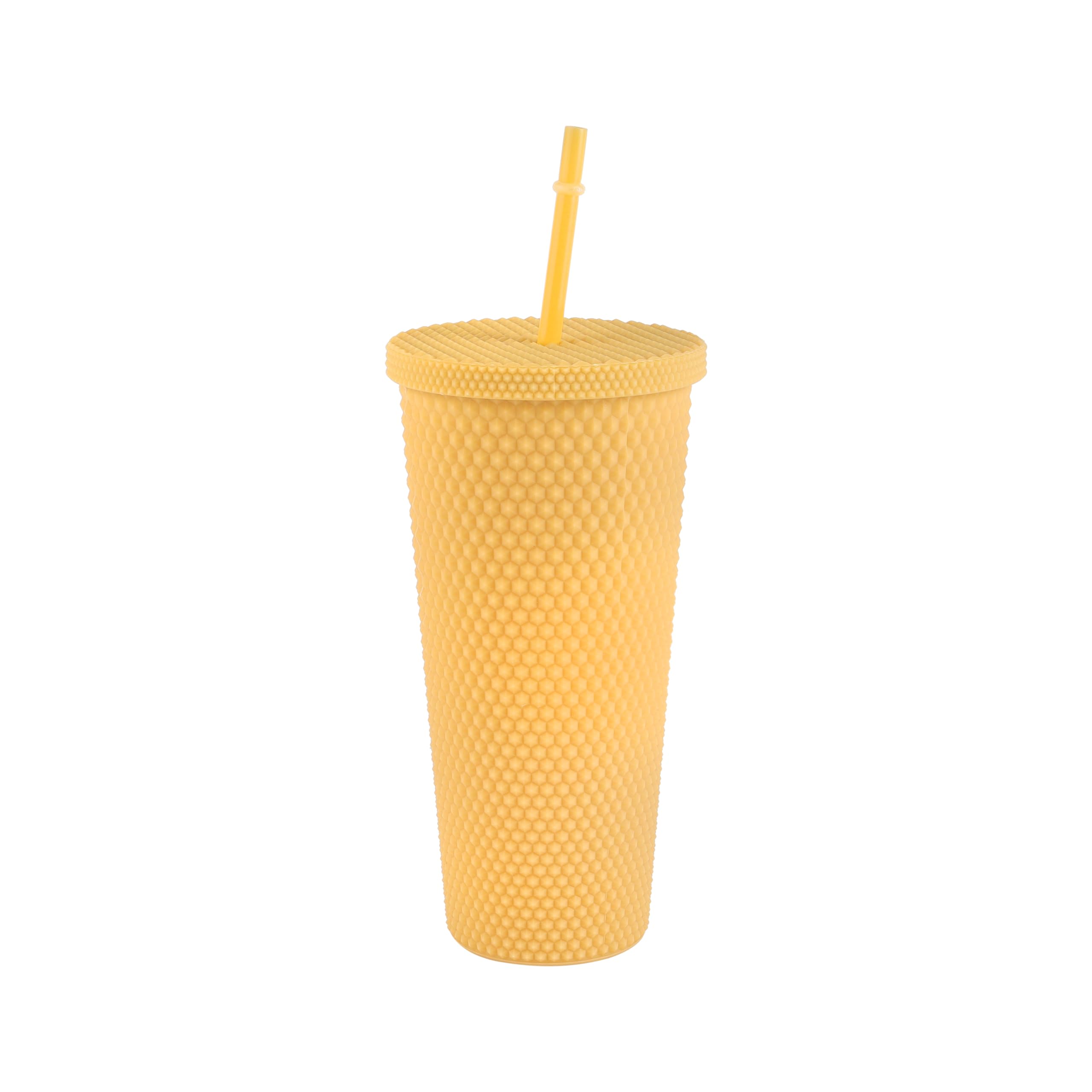 Royalford 700ml Modern Insulated Tumbler with Straw & Lid RF12150 Hot and Cold Stainless Steel for Water, Iced Tea or Coffee, Smoothie Rubber Cover 24 oz