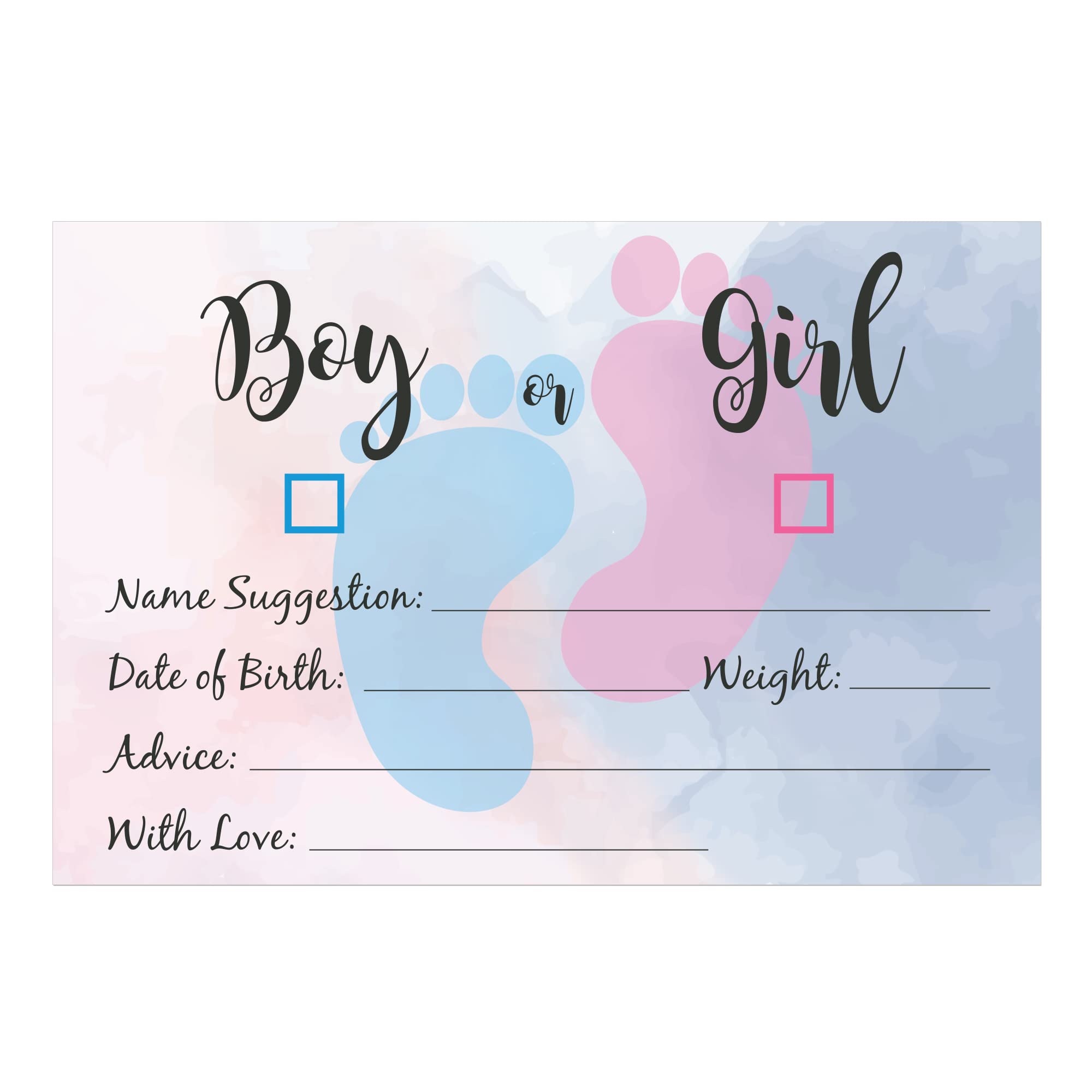 20 Gender Reveal Cards - Baby Shower Pronostics Cards - Animation and Souvenir of Your Gender Reveal