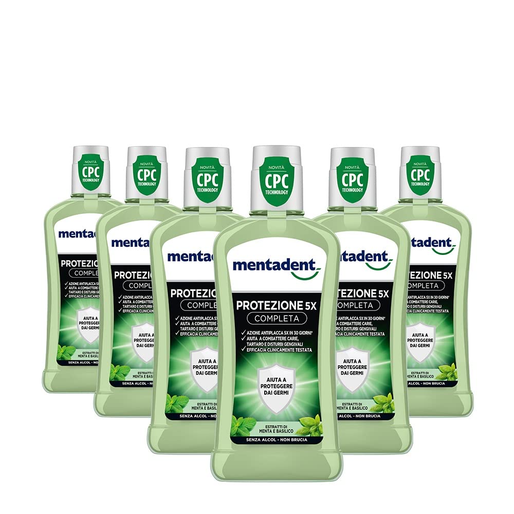 MentadentMouthwash 5x Complete Protection with CPC Against Important Mouth Discomfort 6 x 400 ml