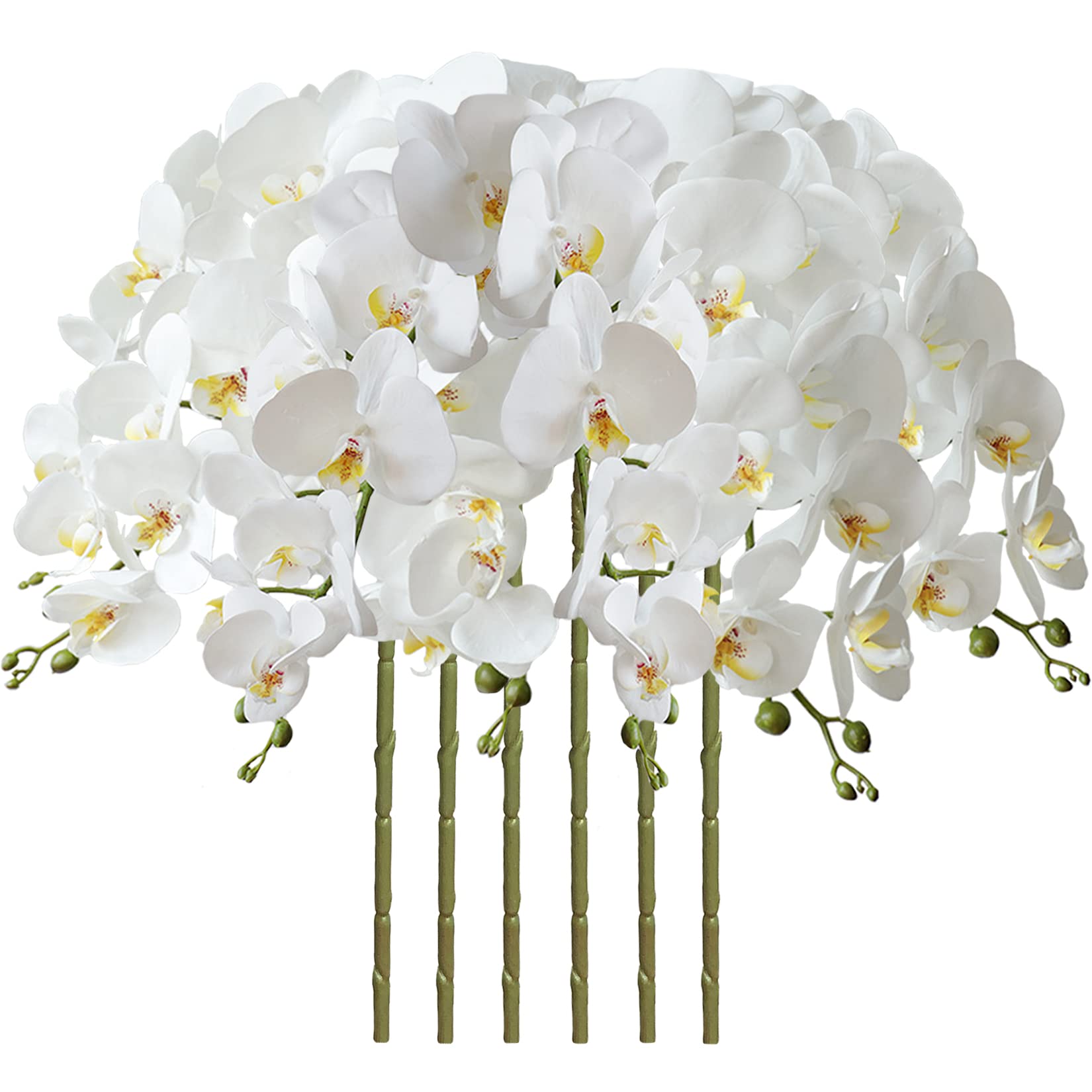 FagusHome 32" Artificial Phalaenopsis Flowers 6 Pcs Artificial Orchid Flowers Stem Plants for Home Décor (6Pcs)