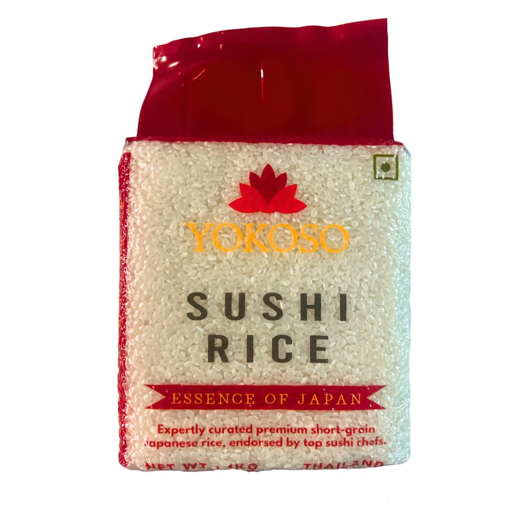 Yokoso Sushi Rice 1kg, Authentic Japanese Short Grain for Sushi Rolls Non-GMO, Vaccum Pack, Gluten Free