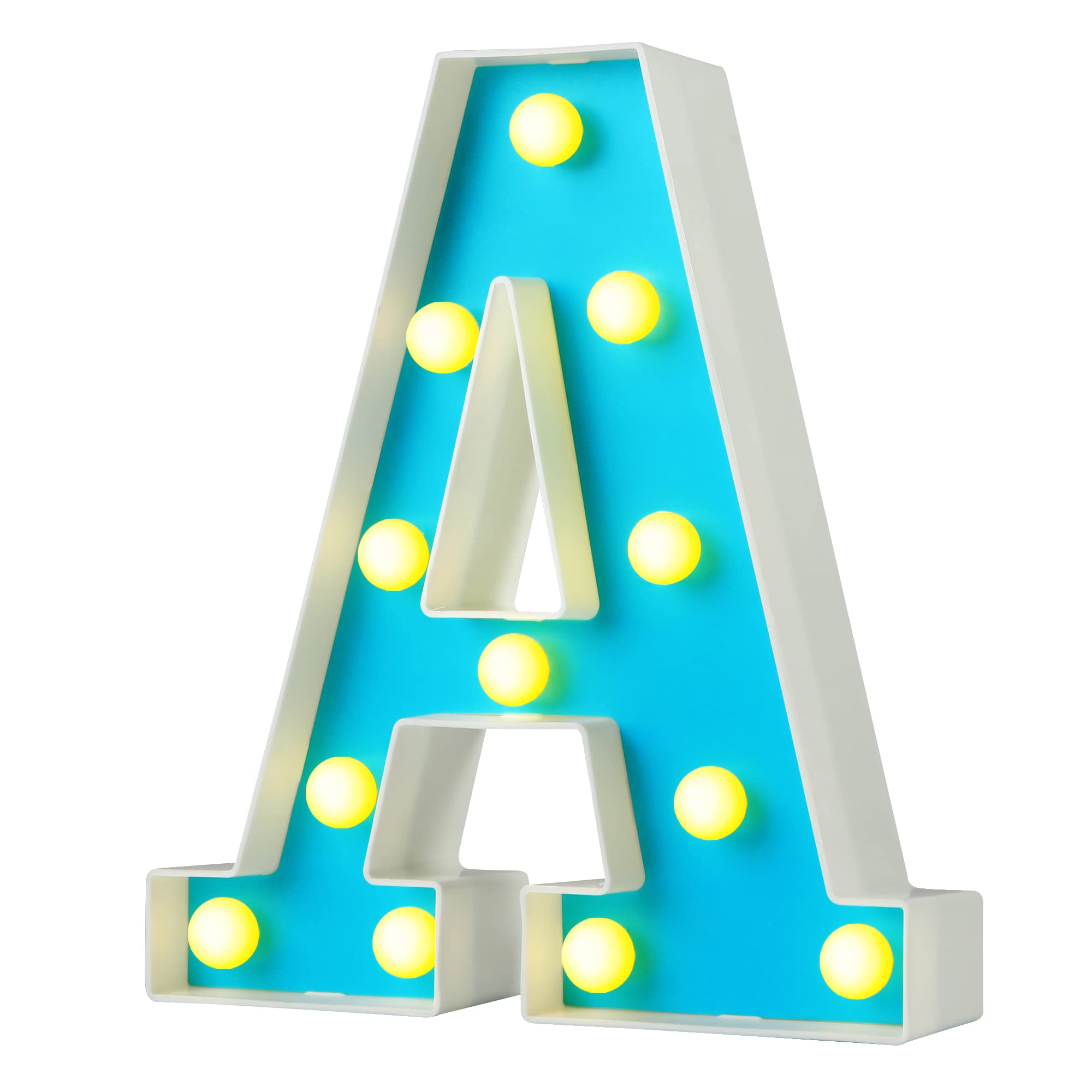 Adorn Life LED Marquee Light up Letters Battery Powered Letter Lights Alphabet Sign for Night Lights Birthday Teen Girl Gifts Home Bar Party Wedding Christmas Decorations (Blue A)