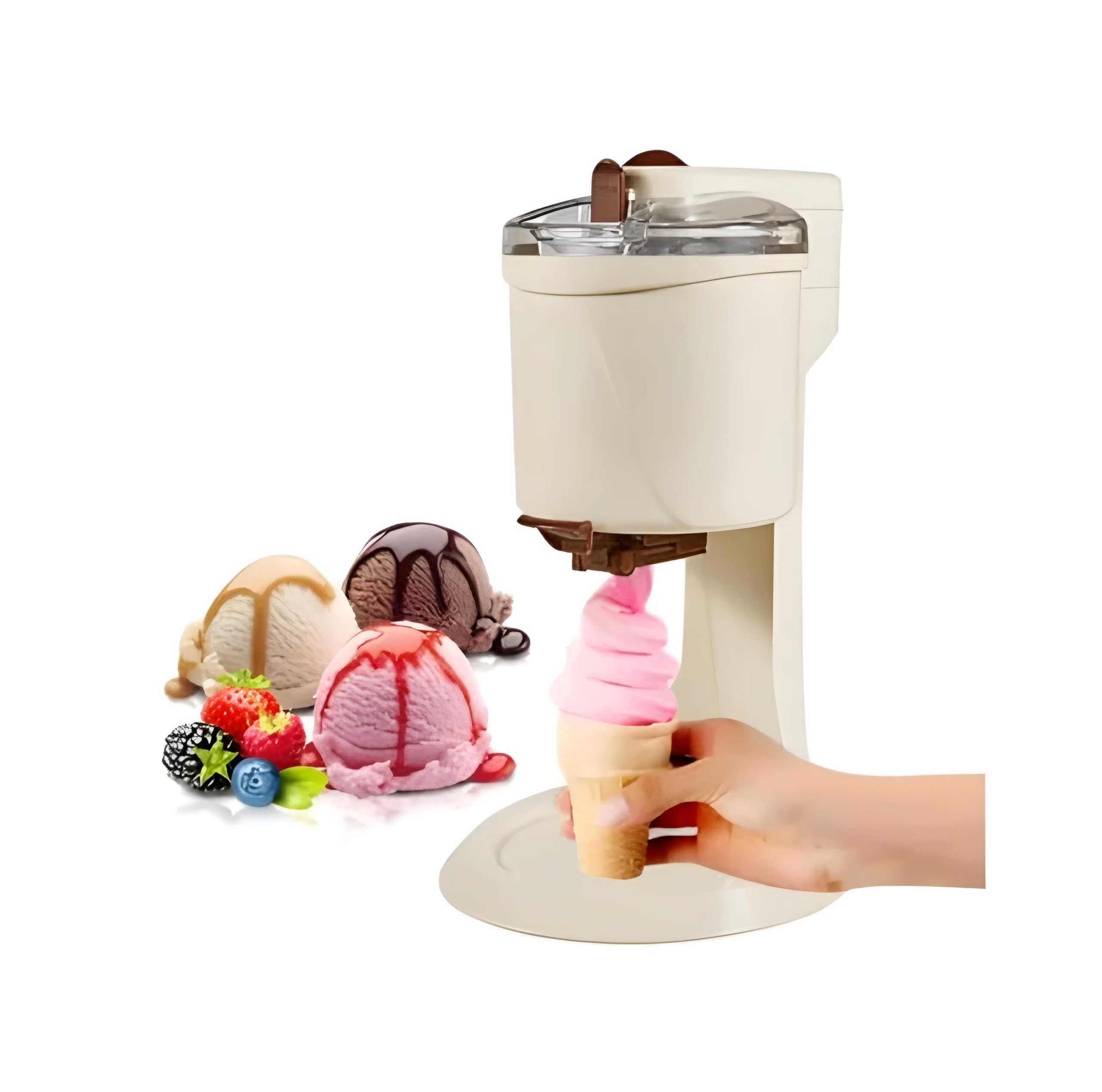 AMI & SAB Mini Ice Cream Cone Machine, Fruit Ice Cream Machine, Slushie, Frozen Dairy Yogurt Soft Serve Ice Cream Machine, Home Kitchen Automatic Mini Fruit Healthy, Fully Automatic Ice Cream Maker