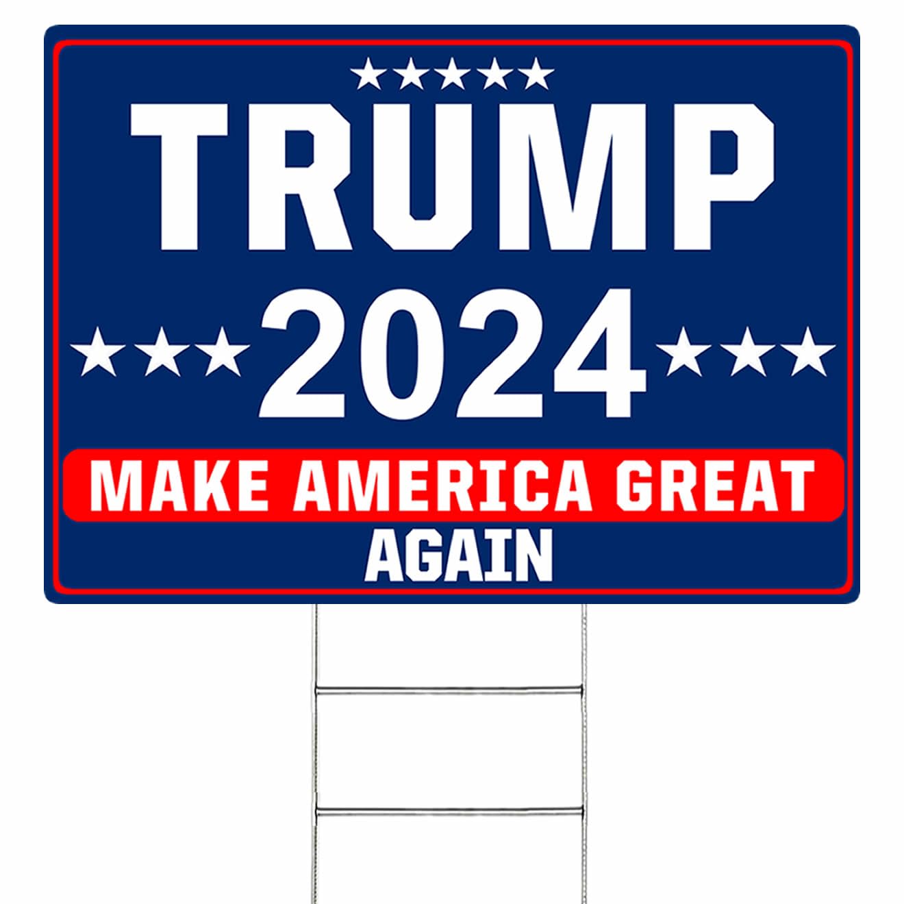 ShmbadaTrump 2024 Make America Great Again MAGA Yard Sign with Metal Stake - 20 x 14 Inch Double Sided Outdoor Decorative Trump Signs for Garden Yard Lawn House