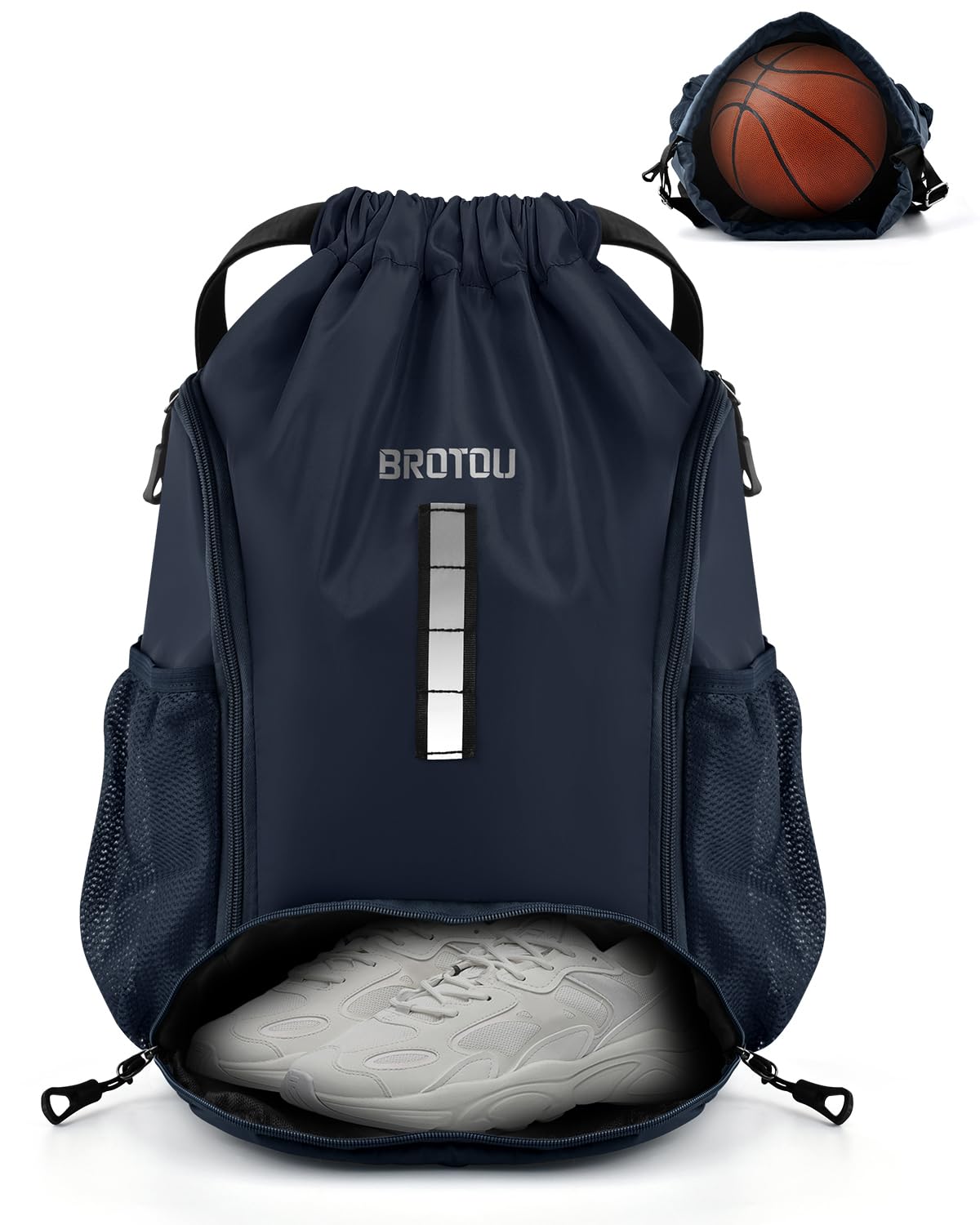 Soccer Drawstring Backpack, Basketball Bag, Volleyball Football Bags with Ball and Shoe Compartment