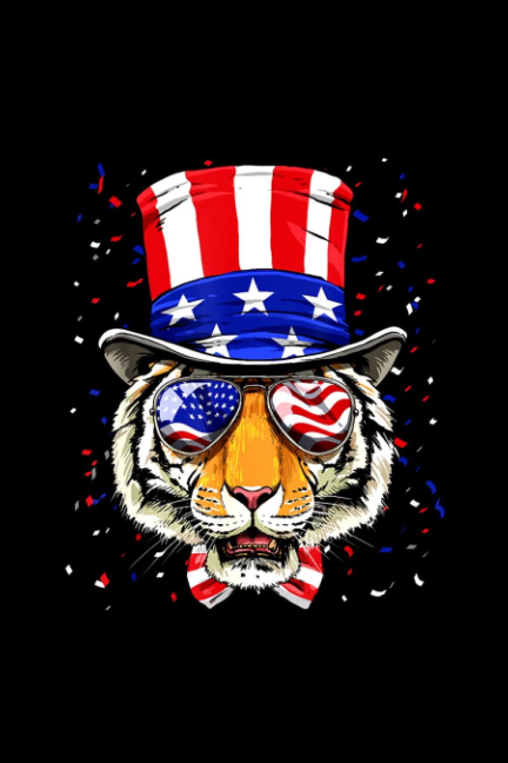 Tiger 4th of July American Tiger USA Flag Notebook 6 x 9 inches - 114 Pages