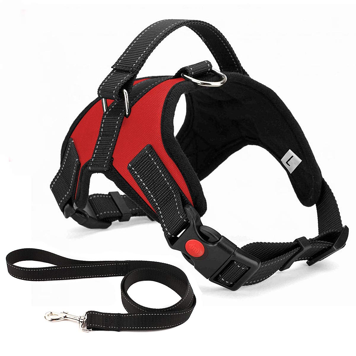 Musonic No Pull Dog Harness, Breathable Adjustable Comfort, Free Leash Included, for Small Medium Large Dog, Best for Training Walking (S, RedNew)