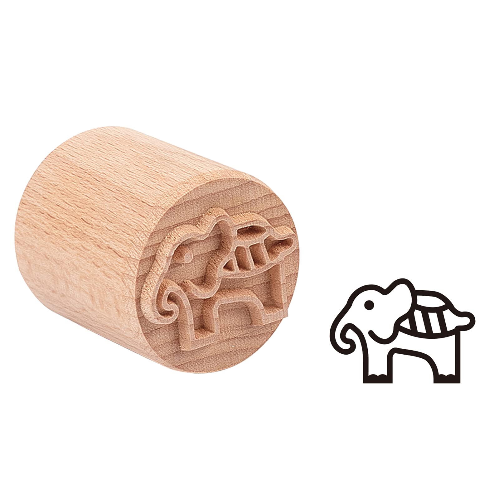 OLYCRAFT Wood Pottery Tools Stamps 1.4" Polymer Clay Stamps Wood Clay Stamp Round Wooden Stamps for Clay Handmade Clay Stamper Natural Wood Stamps for Clay Birthday Gift - Elephant