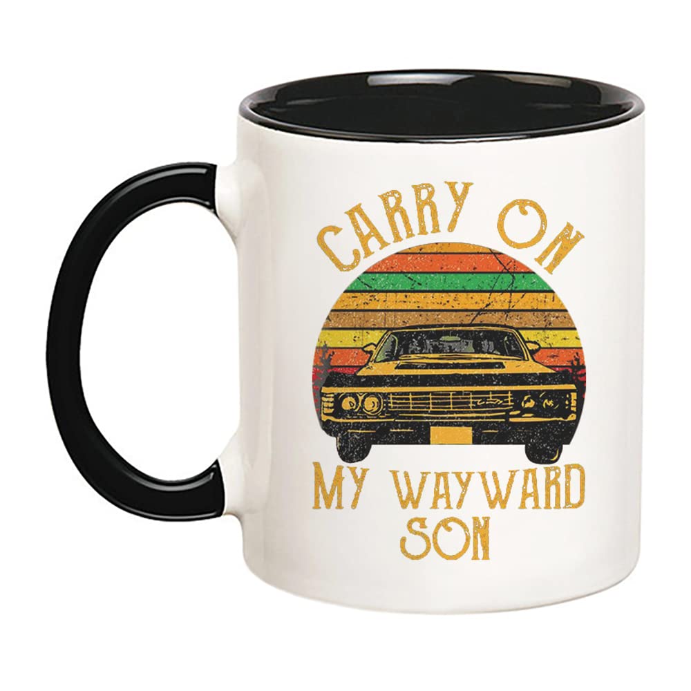 GIVEMEFIVER Supernatural Mug Carry On My Wayward Son, 11 Oz Novelty Coffee Mug/Cup Printed Coffee and Tea Ceramic Mug- 320 ML Ceramic Coffee Mug 3049