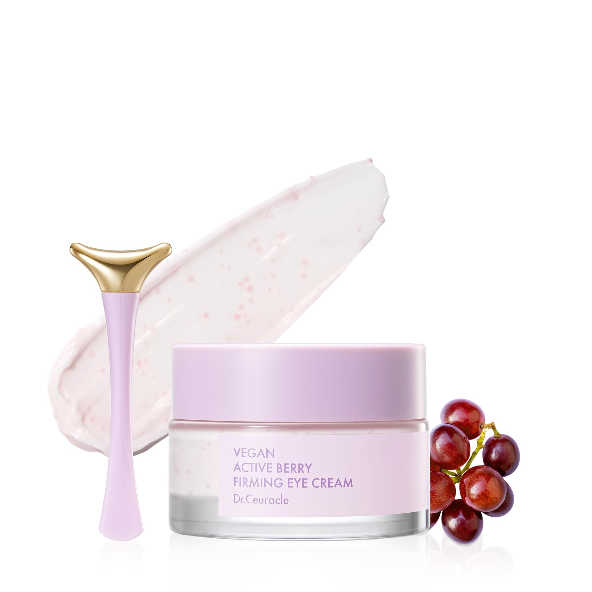 Dr. Ceuracle Vegan Active Berry Firming Eye Cream with Applicator- Gua ShaㅣResveratrol Hydrating Anti-Aging SerumㅣFrench Grape, Cranberry and Vitamin A,G,EㅣEye Treatment for Dark Circles and Puffiness