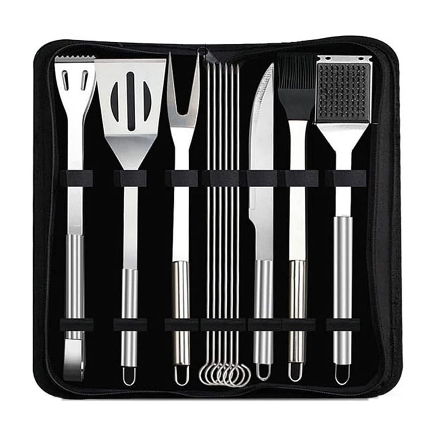 CERAMICBBQ Grill Accessories Set, 12 PCS Grill Tools Set with Carry Bag, Stainless Steel Grilling Accessories for Outdoor Camping Backyard Barbecue, Grill Gifts for Men (12 Pcs Set)