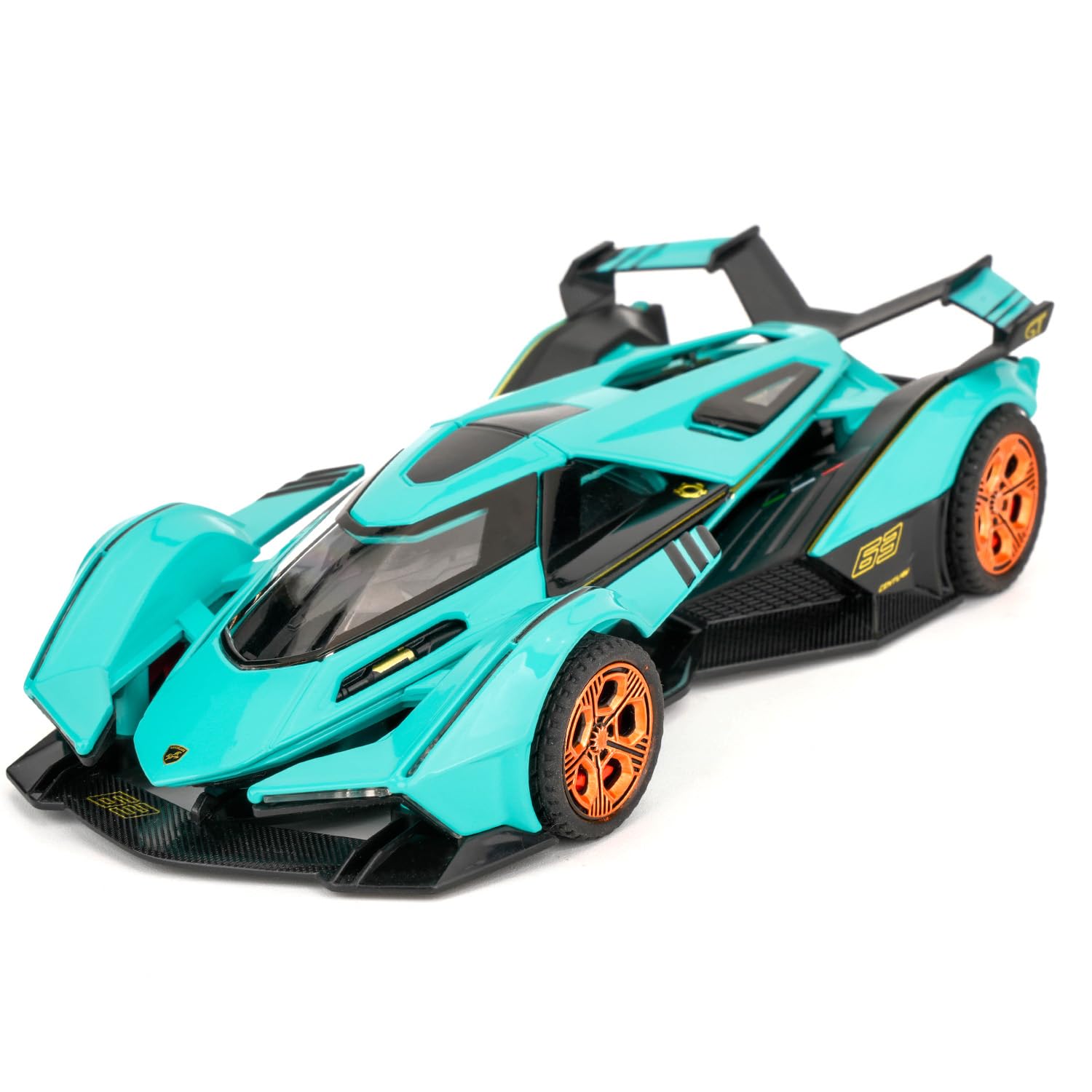 TGRCM-CZ 1/32 Lamborghini V12 Vision GT Model Car, Zinc Alloy Pull Back Toy Car with Sound and Light for Kids Boy Girl Gift(Blue)