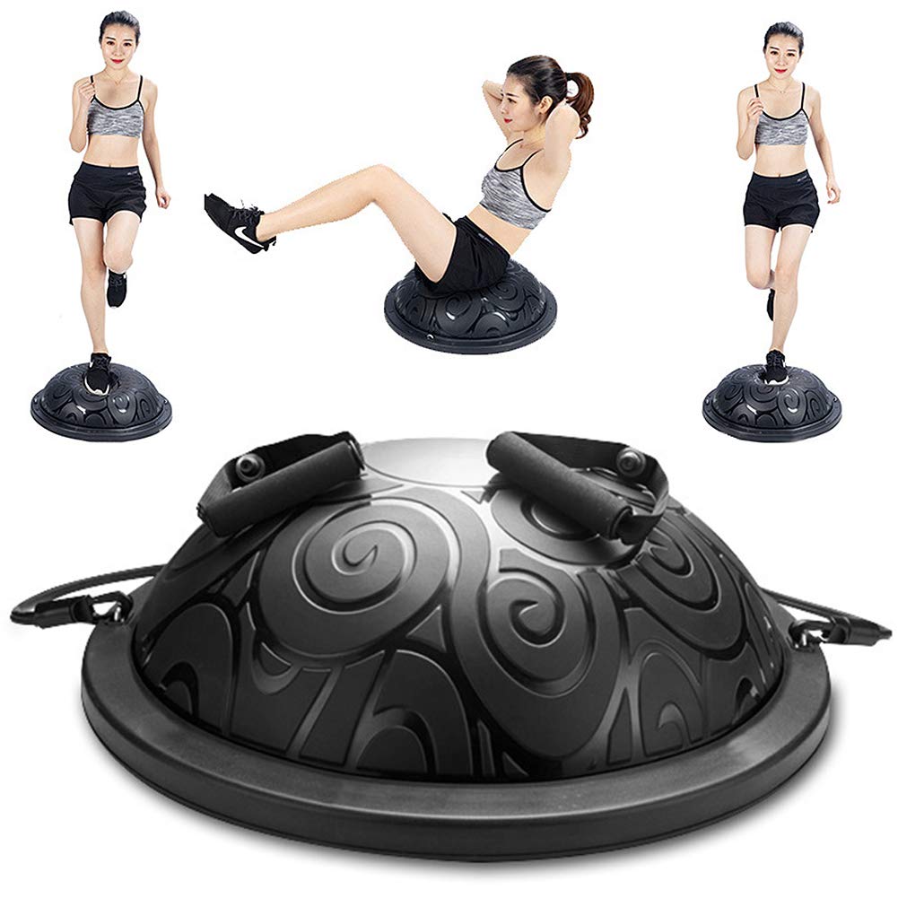 Mofish Half Ball Balance Trainer with Straps Yoga Balance Ball Anti Slip for Core Training Home Fitness Strength Exercise Workout Gym - Enjoy Exquisite Curves and Meet Your Best Self