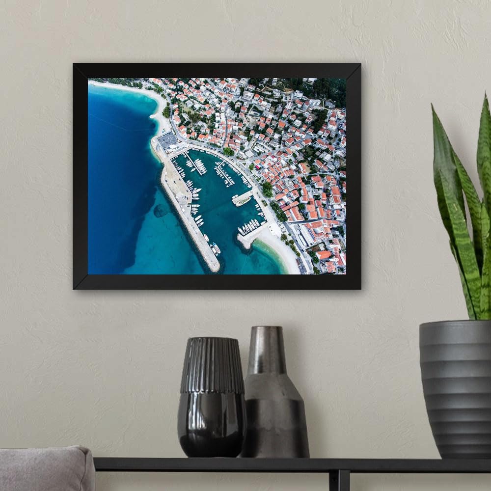 GADGETS WRAP Printed Photo Frame Matte Painting for Home Office Studio Living Room Decoration (11x9inch Black Framed) - Baska Voda Beach