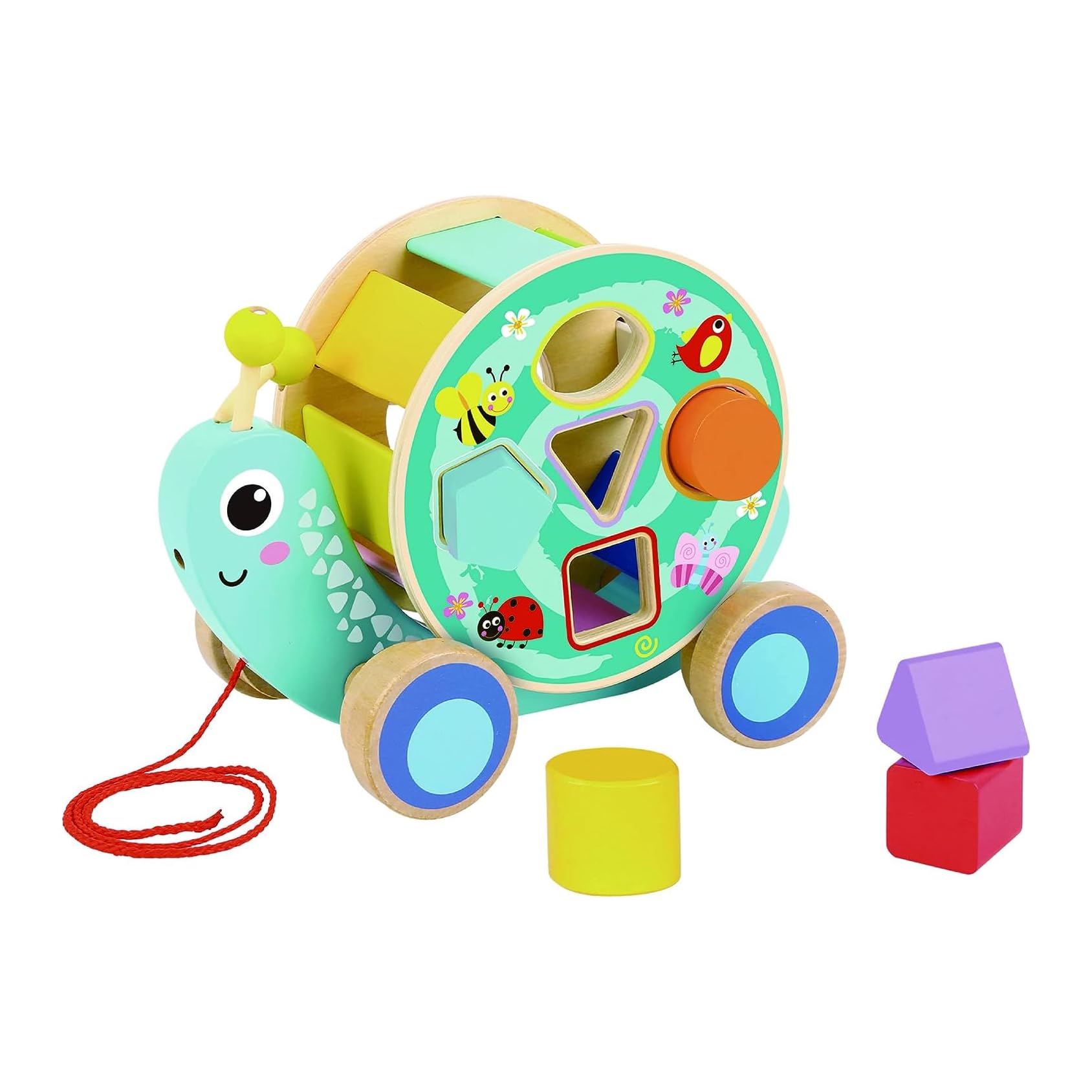 Tooky ToyTK491 Wooden Pull Along-Snail