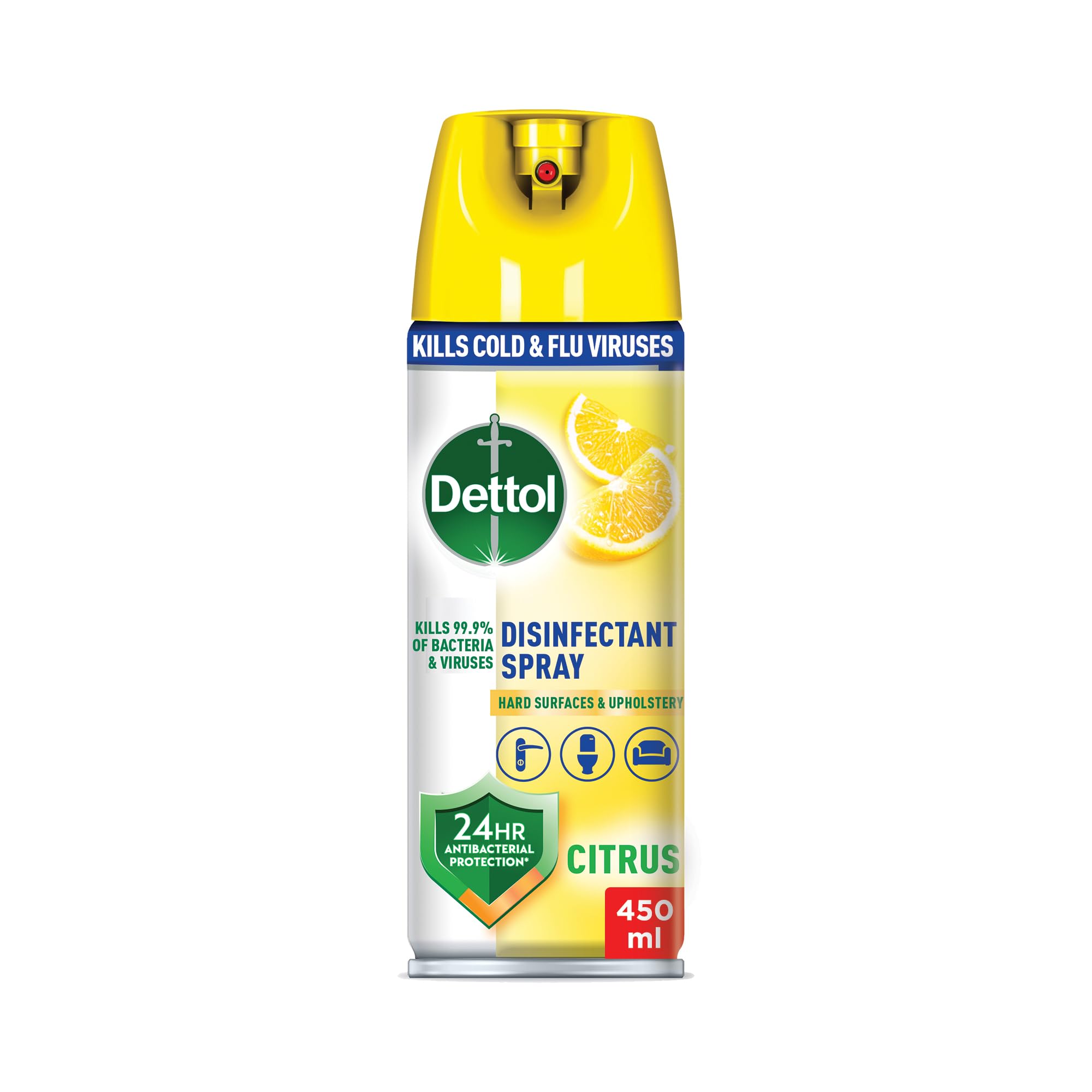 DettolCitrus Antibacterial All in One Disinfectant Spray for use on Sofa, Car Seats, Kitchen Surfaces etc. (Kills 99.9% of Bacteria & Viruses), 450ml