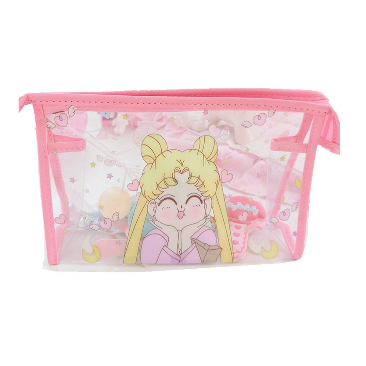 Toiletry Bag, Cosmetic Bag Sailor Moon Clear Waterproof Makeup Bag Travel Storage Bag Gift for Girls Women (Toiletry Bag-8.86inch)