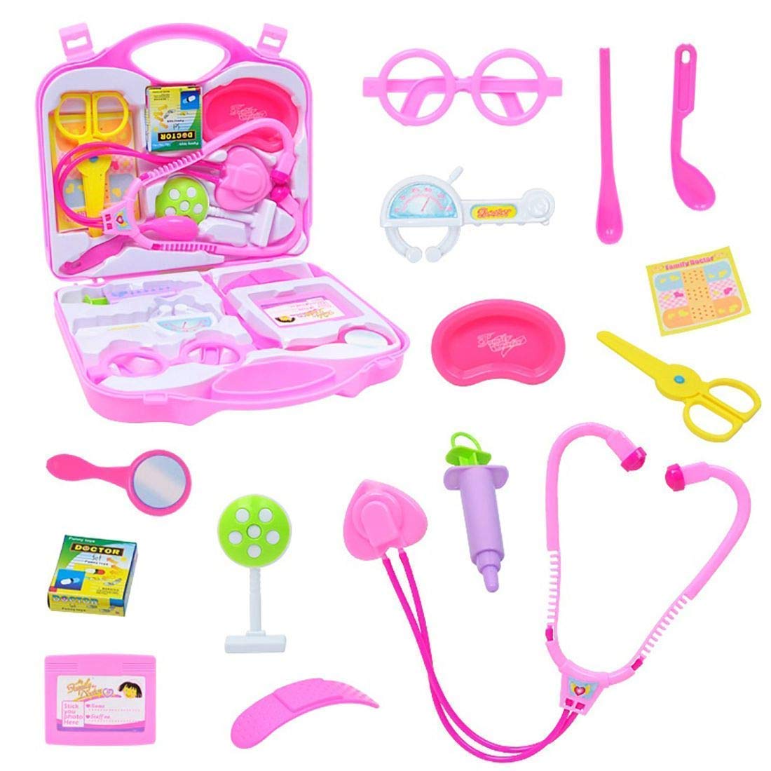 FunBlast™ Doctor Kit Toys for Kids, Doctor Kit Pretend Play Doctor Playset Medical Carrycase Nurses Toy Set Fun Toy Gift Early Education for Kids (Pink)