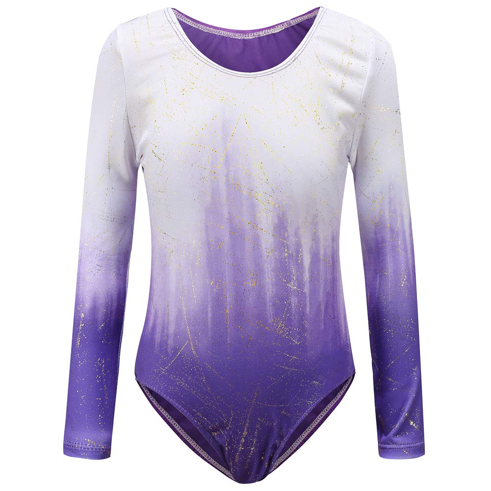 Gymnastics Leotards for Girls Gradient Color Sparkle Dance Leotard Long Sleeve/Sleeveless Dancewear Girls Leotards Athletic Ballet Dance Dress Kids 3-12 Years