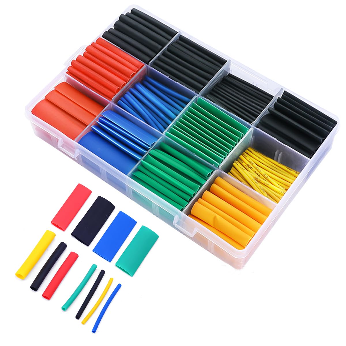 ECVV 580Pcs Premium Heat Shrink Tubing Set - 6 Colors, 11 Sizes - Assorted Sleeving Tube Wrap Cable Wire Kit for DIY Projects