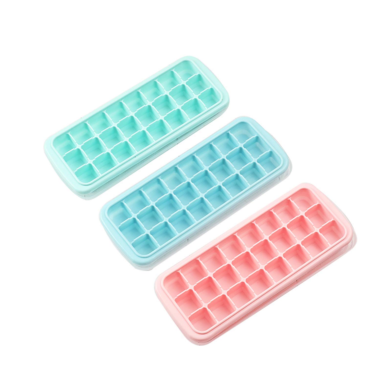 Ice Cube Trays 3 Pack Silicone Ice Cube Molds with Lid with 21 Cavity Flexible Ice Mold for Beverages Cocktail Coffee Juice Drinks