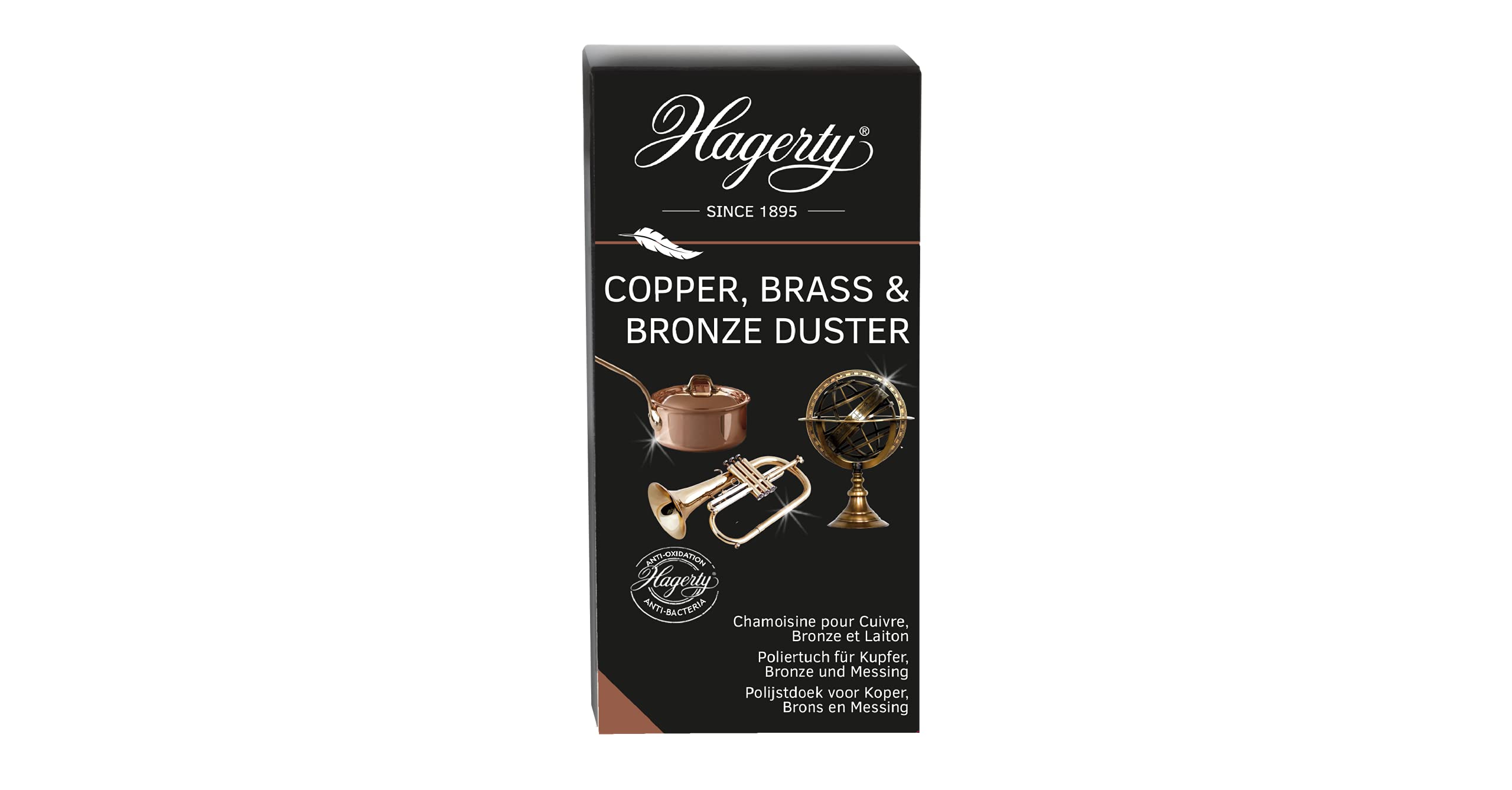 Hagerty Copper, Brass & Bronze Duster Impregnated Cloth for Cleaning and Care of Copper, Brass & Bronze Objects Quick Cleaning Removes Dirt, Water Traces and Oxidation