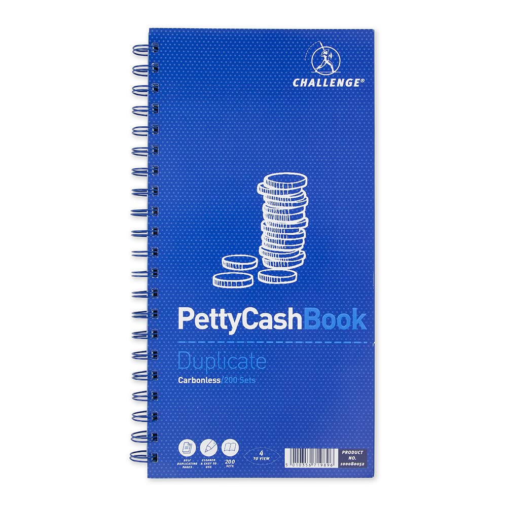 Challenge Carbonless Wirebound Petty Cash Book,Blue,