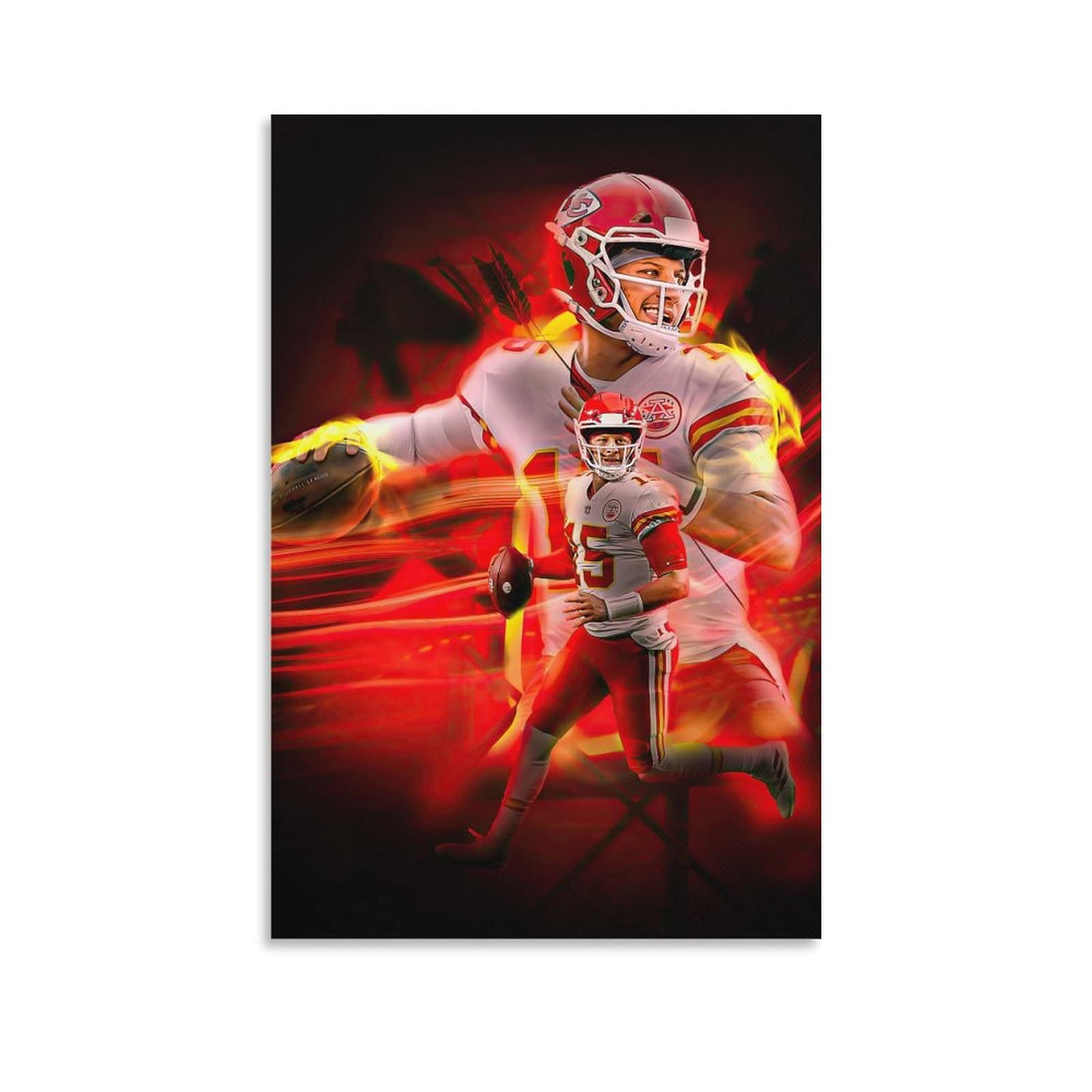 Patrick America Football Sports Poster Mahomes Posters for Walls Print Canvas Wall Art Decor for Kids Bedroom Gifts to Men Fans Christmas Birthday Large Size 12x18 inch Unframed