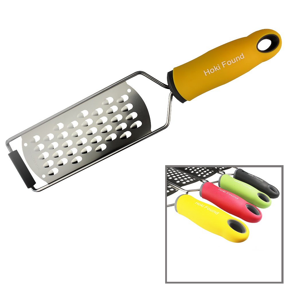 Hoki Found Cheese Grater Shredder Stainless Steel - Coarse Grater Zeste r- Food Grater for Kitchen - Vegetable Grater - Fruit Grater-Yellow