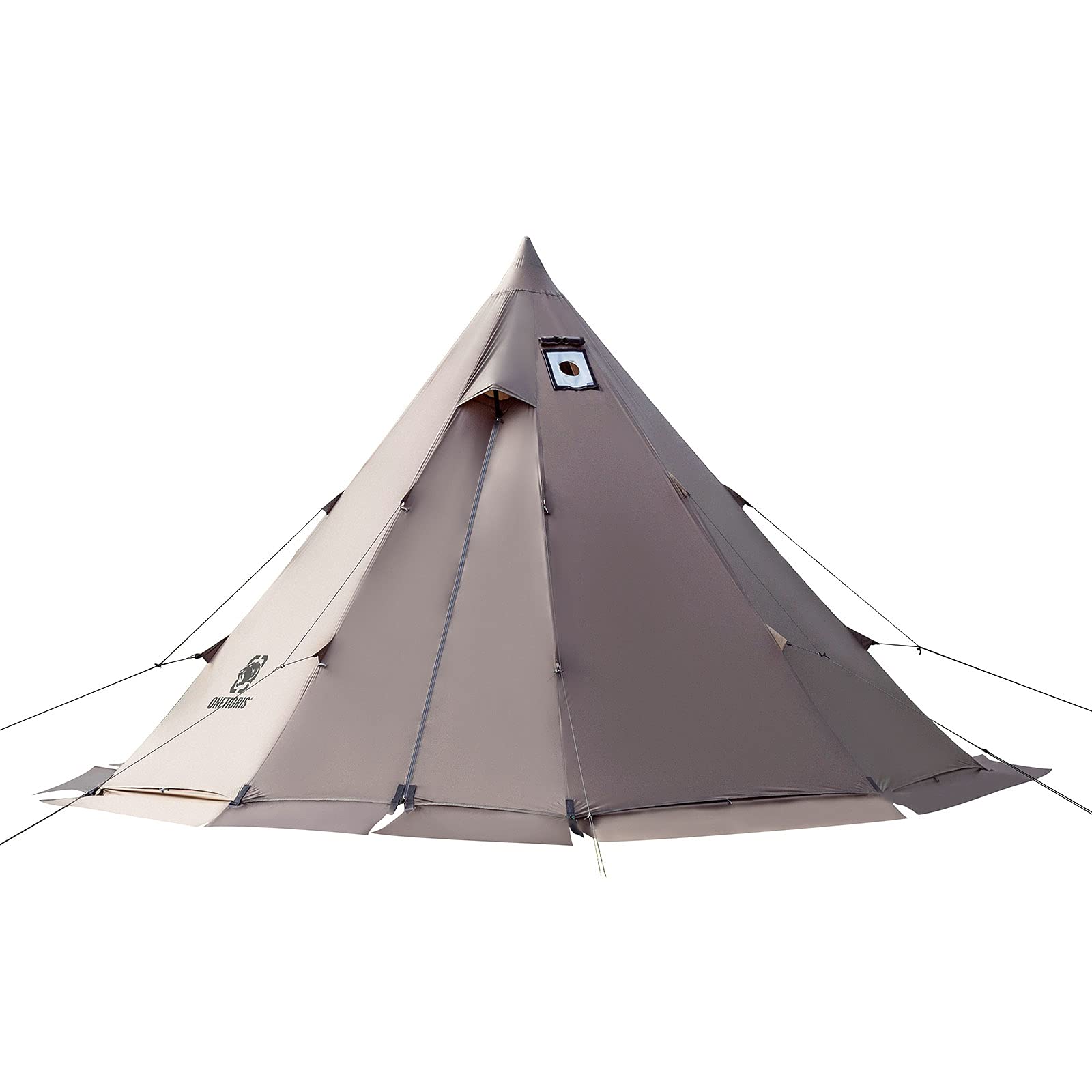 OneTigris Rock Fortress Hot Tent with Stove Jack, 4 Season, 4-6 Person Tipi Tent, Family Tent for Camping Backpacking Hunting Fishing Waterproof Wind-Proof (Coyote Brown)