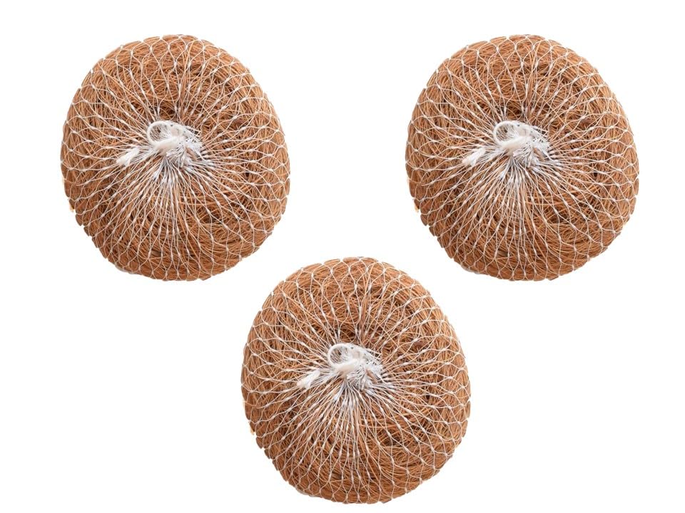 Kitchen Clean ™ 3 Pcs Soft Circular Coconut Coir Scrub Multipurpose Use | Chemical Free Scrubber Nariyal Juna | Eco-Friendly Scrubber | Natural Kitchen Scrub | Natural Scrub (Pack of 3 Pcs)