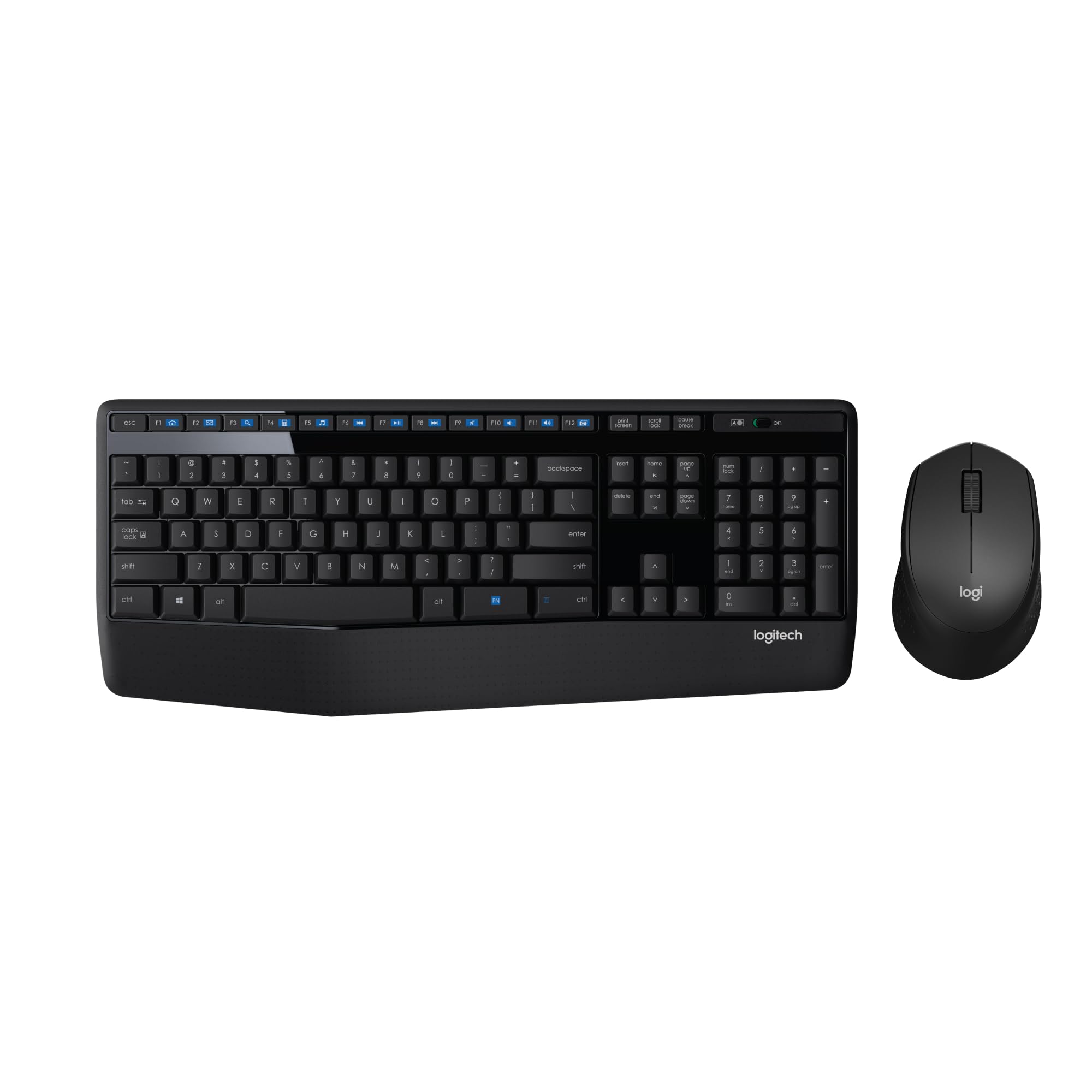 LogitechMK345 Wireless Combo Full-Sized Keyboard with Palm Rest and Comfortable Right-Handed Mouse, 2.4 GHz Wireless USB Receiver, Compatible with PC, Laptop,Black