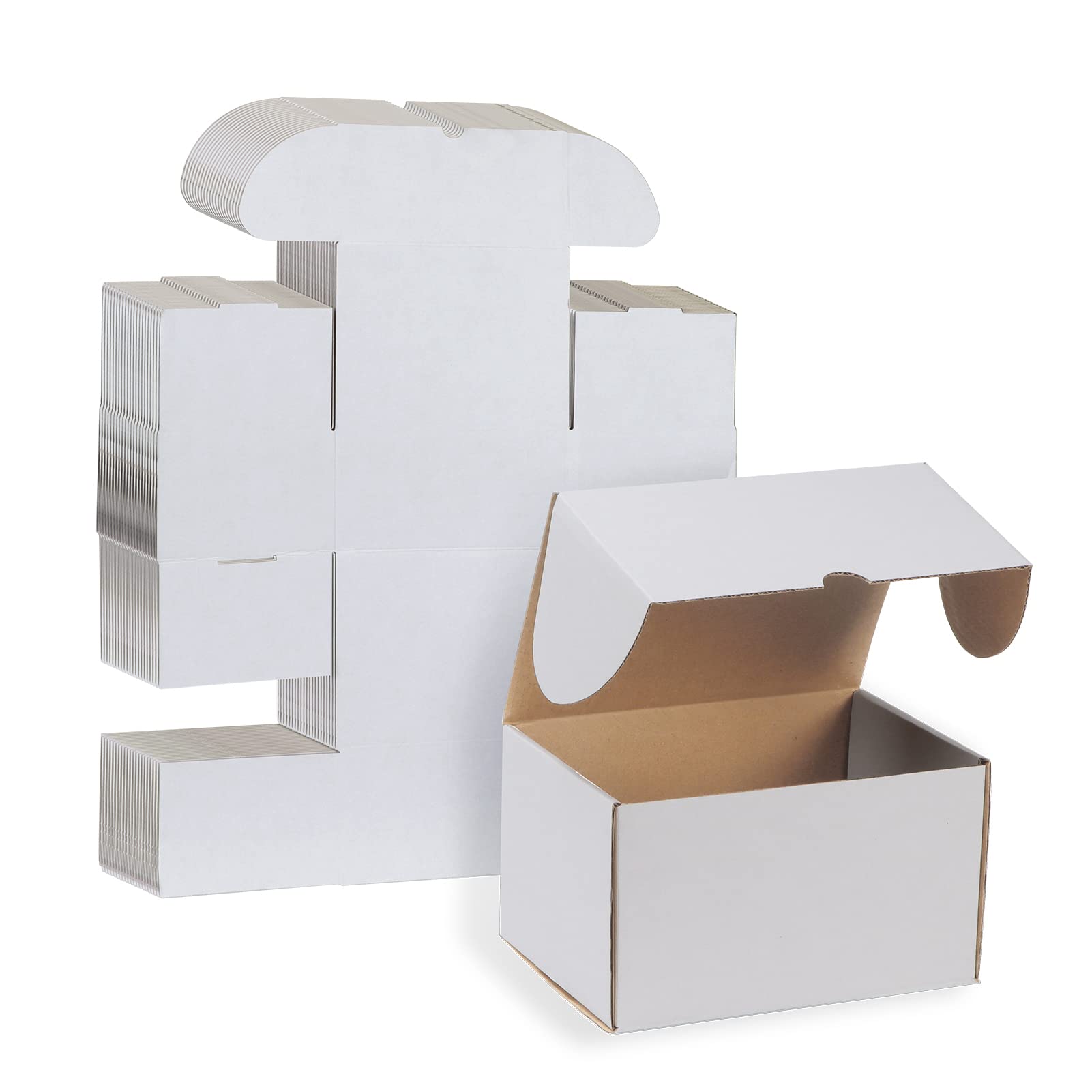 RLAVBL 25 Cardboard Boxes 7x5x4in(17.8 x 12.7 x 10.2cm) White Shipping Box, Kraft Corrugated Small Mailing Boxes