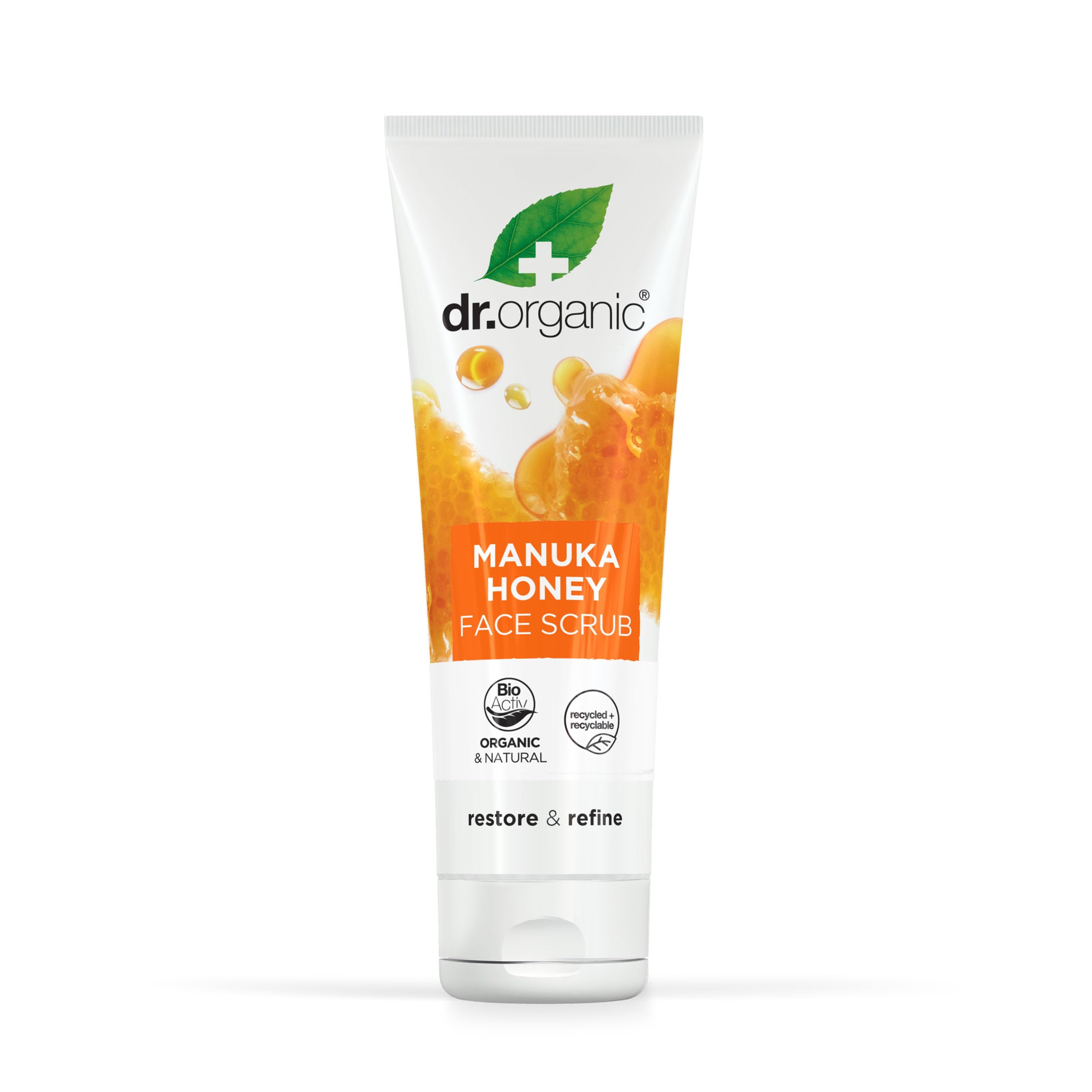 DR ORGANICManuka Honey Face Scrub, Exfoliating, Dry Skin, Mens, Womens, Natural, Vegetarian, Cruelty-Free, Paraben & SLS-Free, Recycled & Recyclable, Organic, 125ml, Packaging may vary