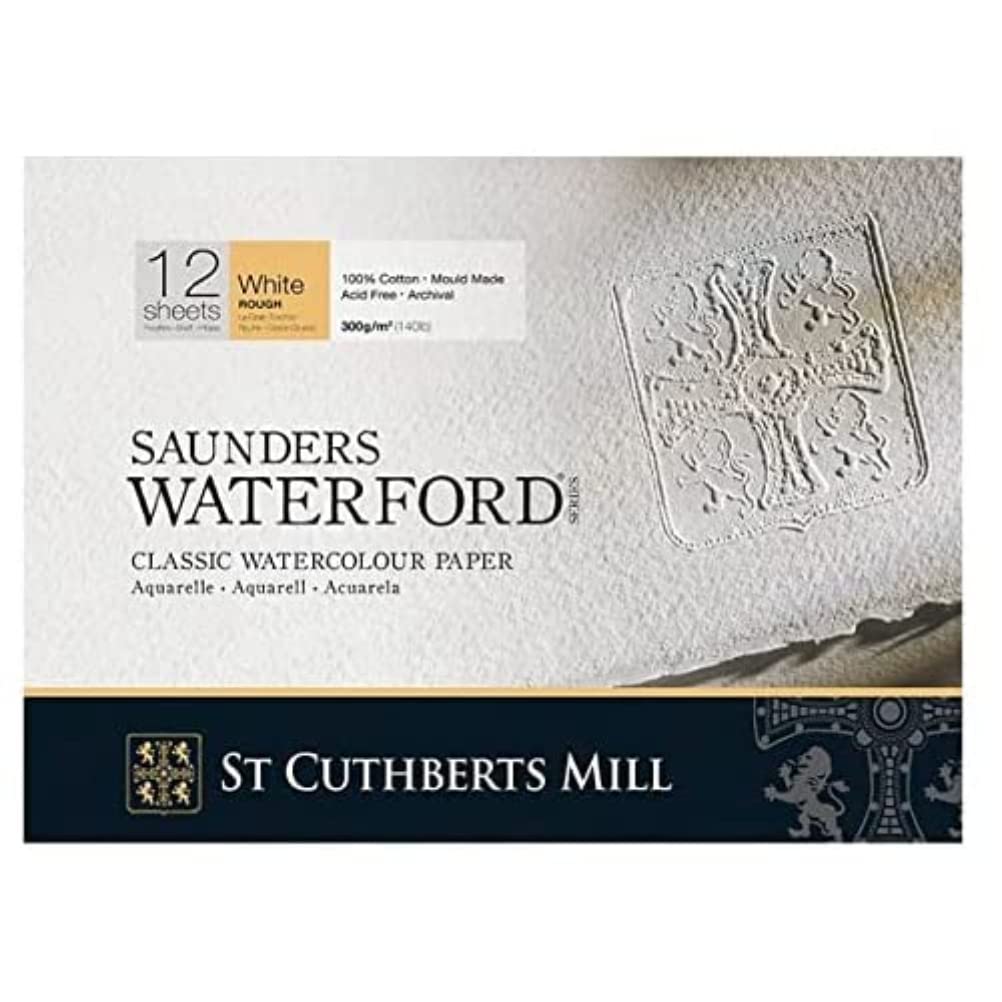 ST CUTHBERTS Mill Saunders Waterford Pad of 20 Sheets of Watercolour Tea Towel Grain Paper - 31 x 23 cm - 300 g/m² - Extra White