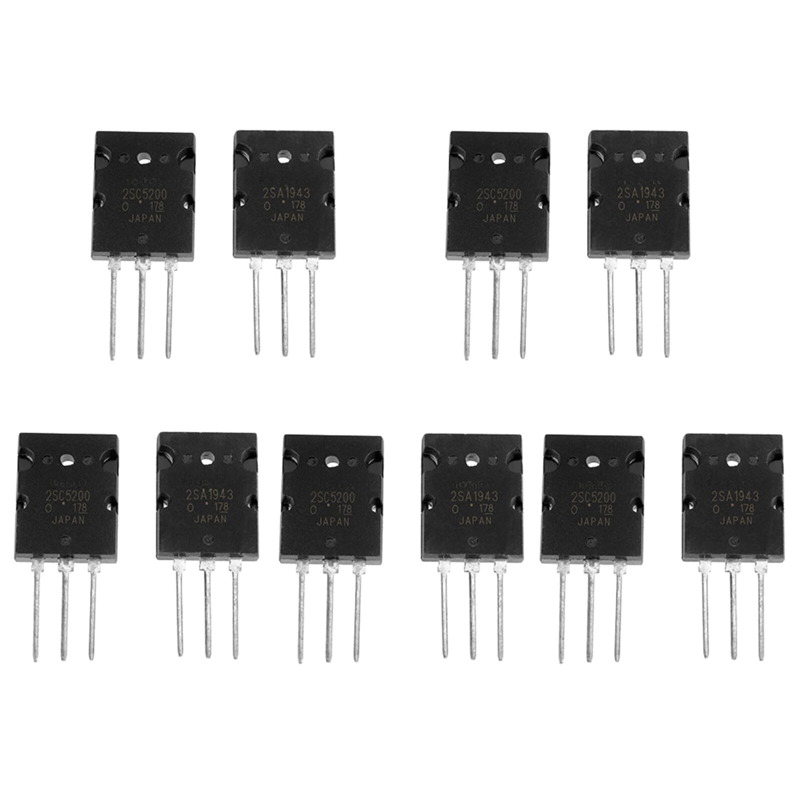 Yosoo Health Gear 10 Pcs Power Transistor, 2SA 1943 2SC 5200 High Power Matched Audio Transistor