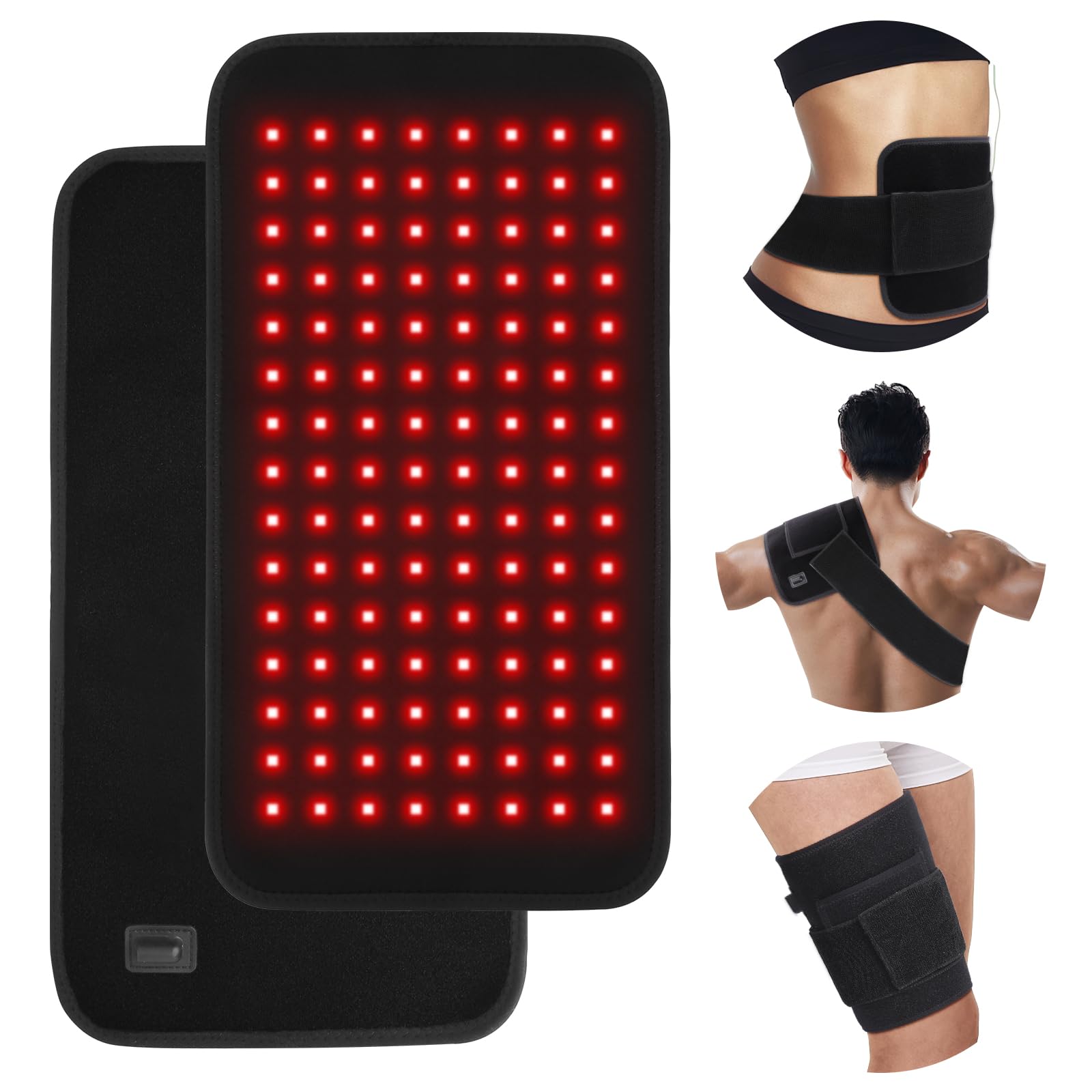 Infrared Red Light Therapy Belt for Body, 850nm&660nm LED Wearable Near Infrared Light Wrap with Pulse for Back Shoulder Waist Muscle with Controller Timer