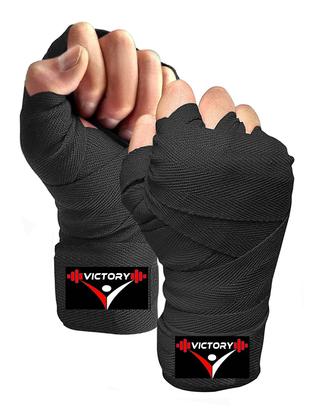 VICTORY Cotton Never Step Back 203 Boxing Hand Wrap & Boxing Support (Black)