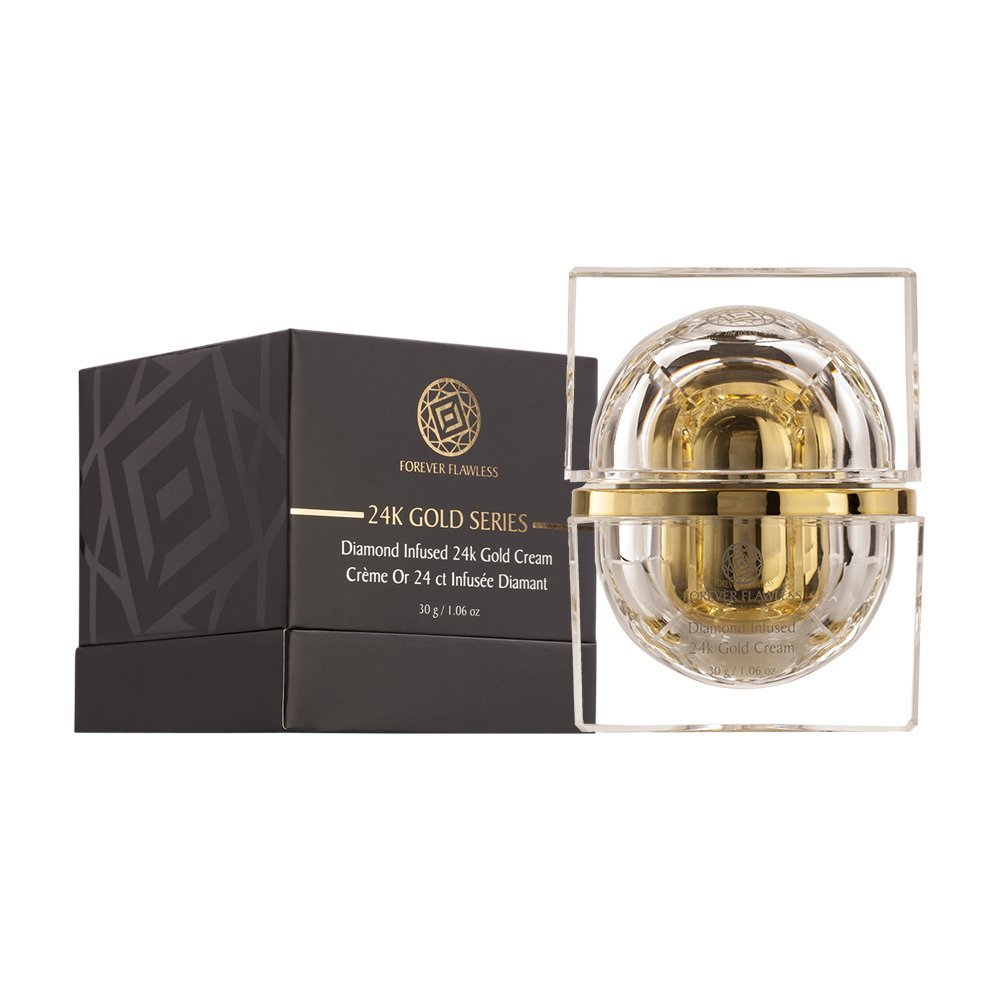 Forever Flawless Diamond Infused 24K Gold Cream, Anti-Aging Treatment, Real Gold Nourishing Moisturizer Cream, Luxury Skin Care to Minimize Wrinkles FF72, (1.6 oz)